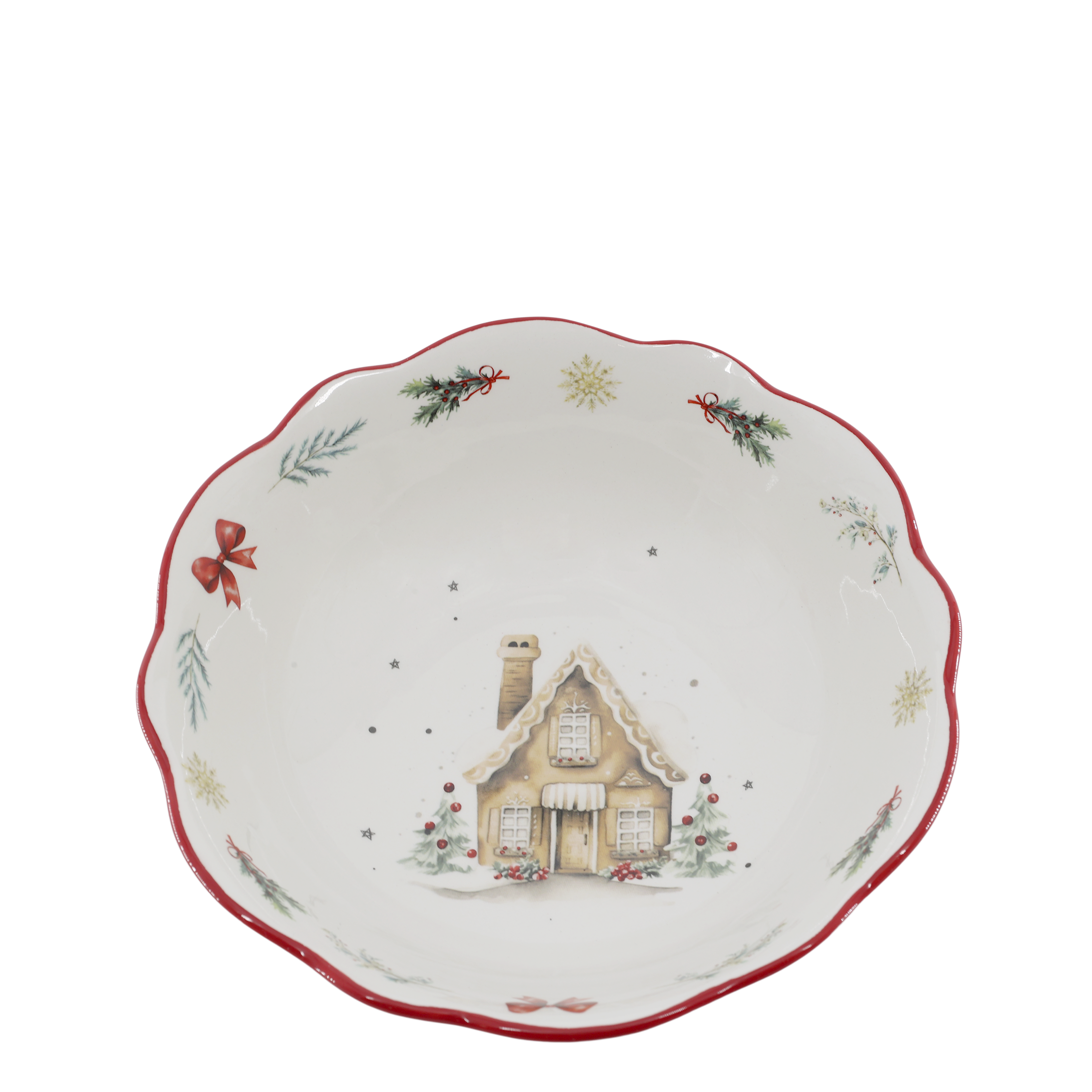 Chalet de Noël Schüssel aus Dolomit, 21 cm Durchmesser