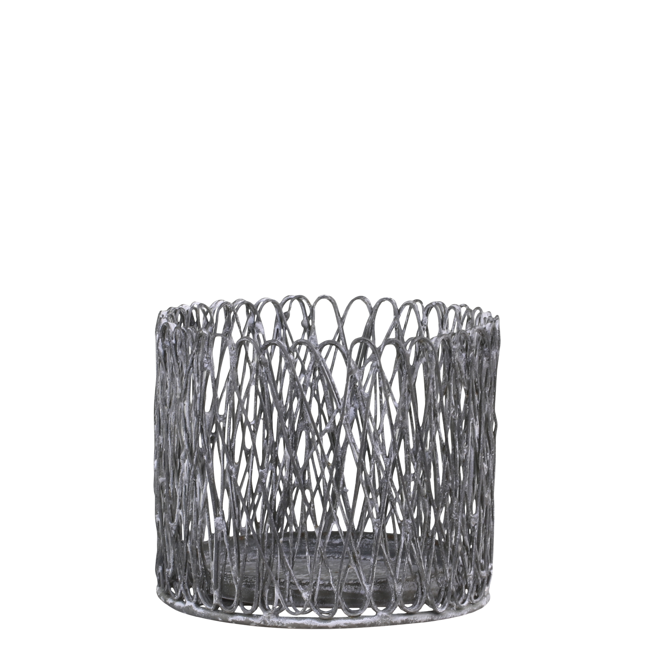 Windlicht aus Eisen, 10,5 cm hoch, antik Zink