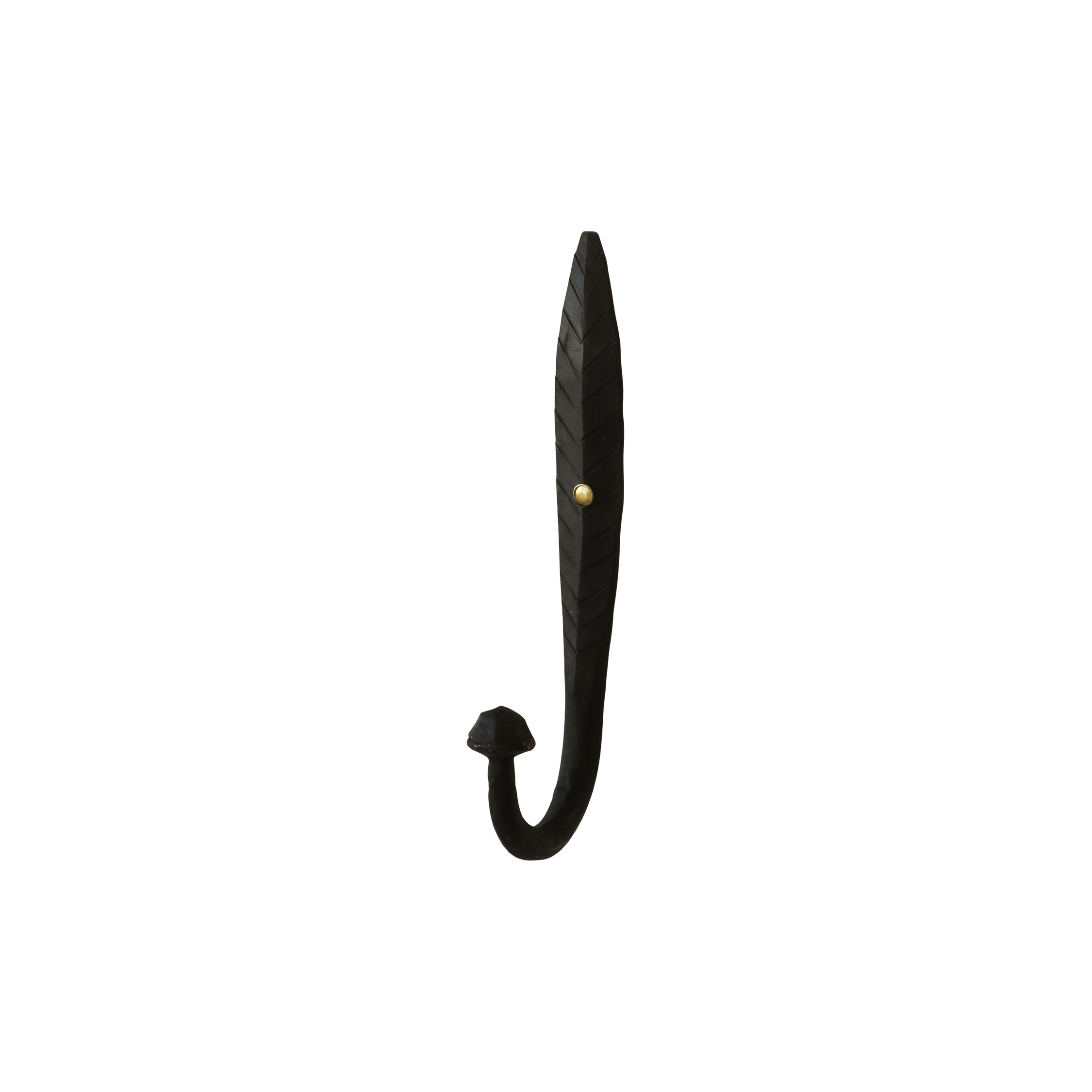 Haken mit Blatt – Eisen, antik schwarz, 15,5 cm hoch