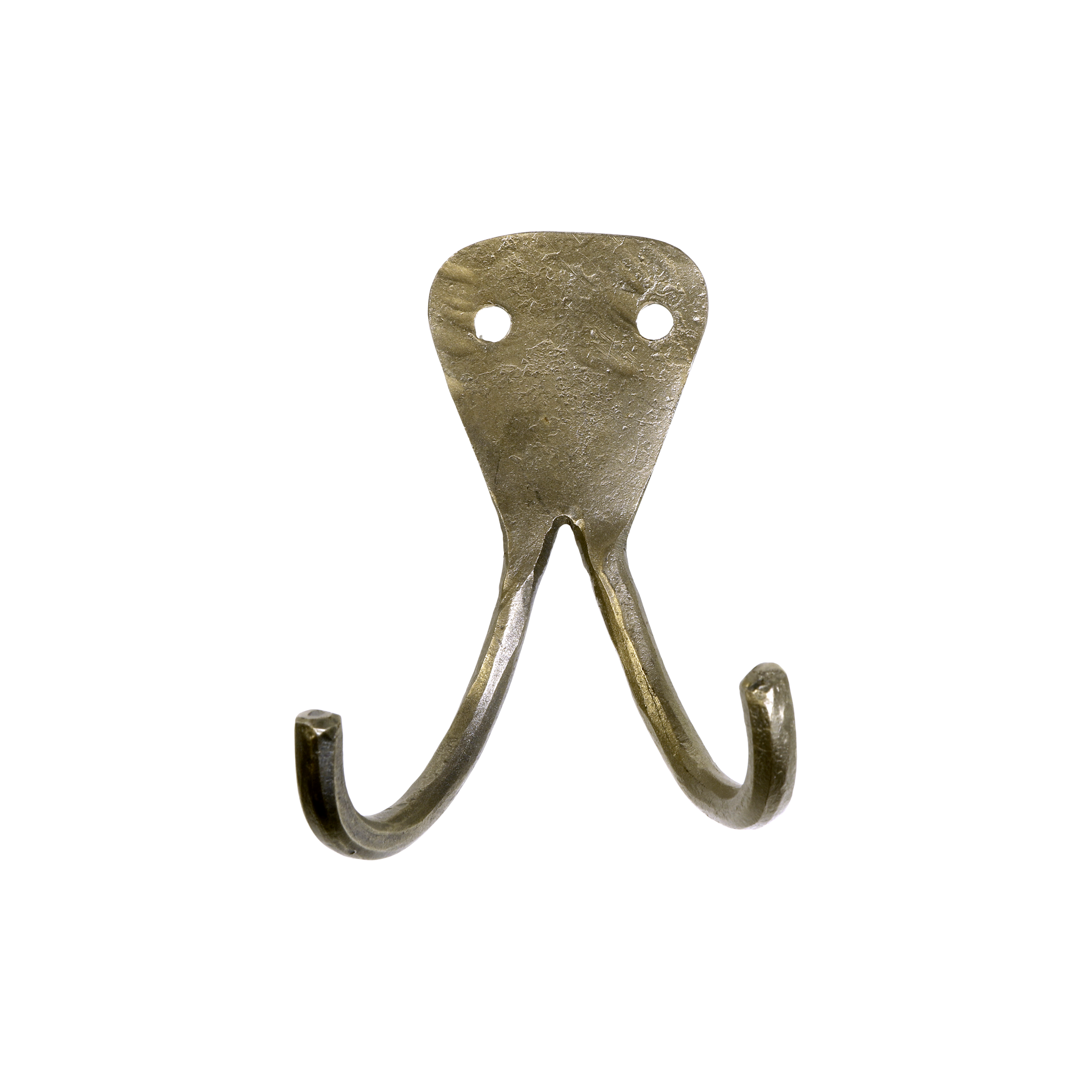 Wandhaken mit 2 Haken aus Eisen, antik messing