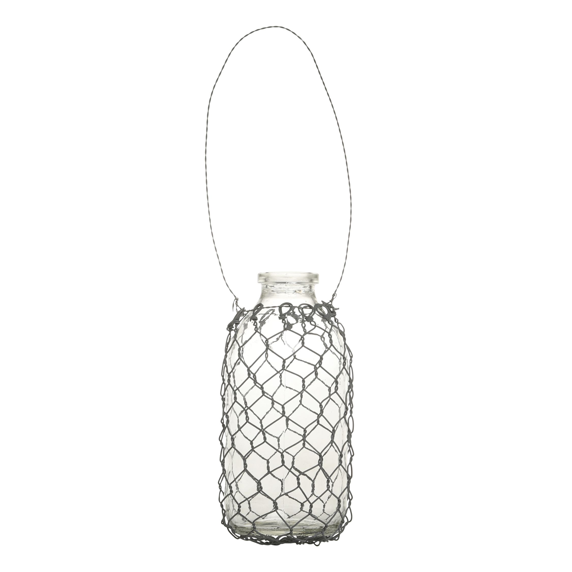 Fil de fer Vase for hanging H13.5/D7 cm antique zinc