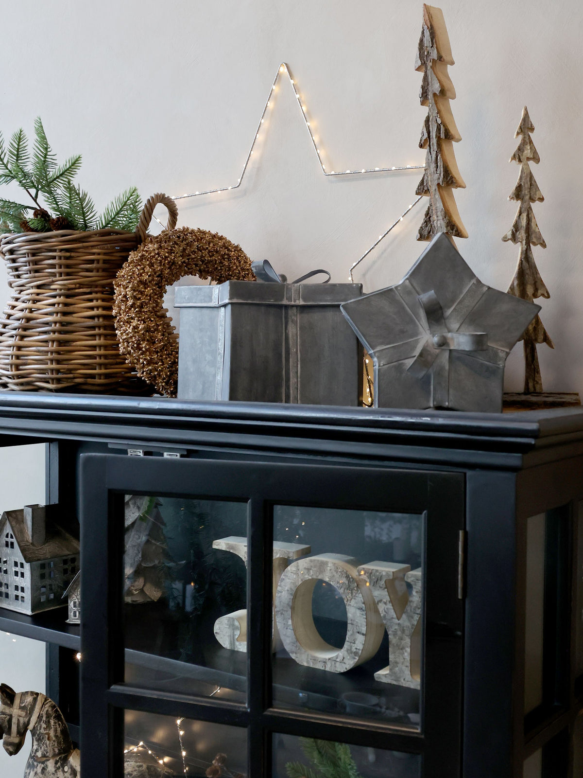 Geschenkbox mit Schleife, 3er-Set, antique zink