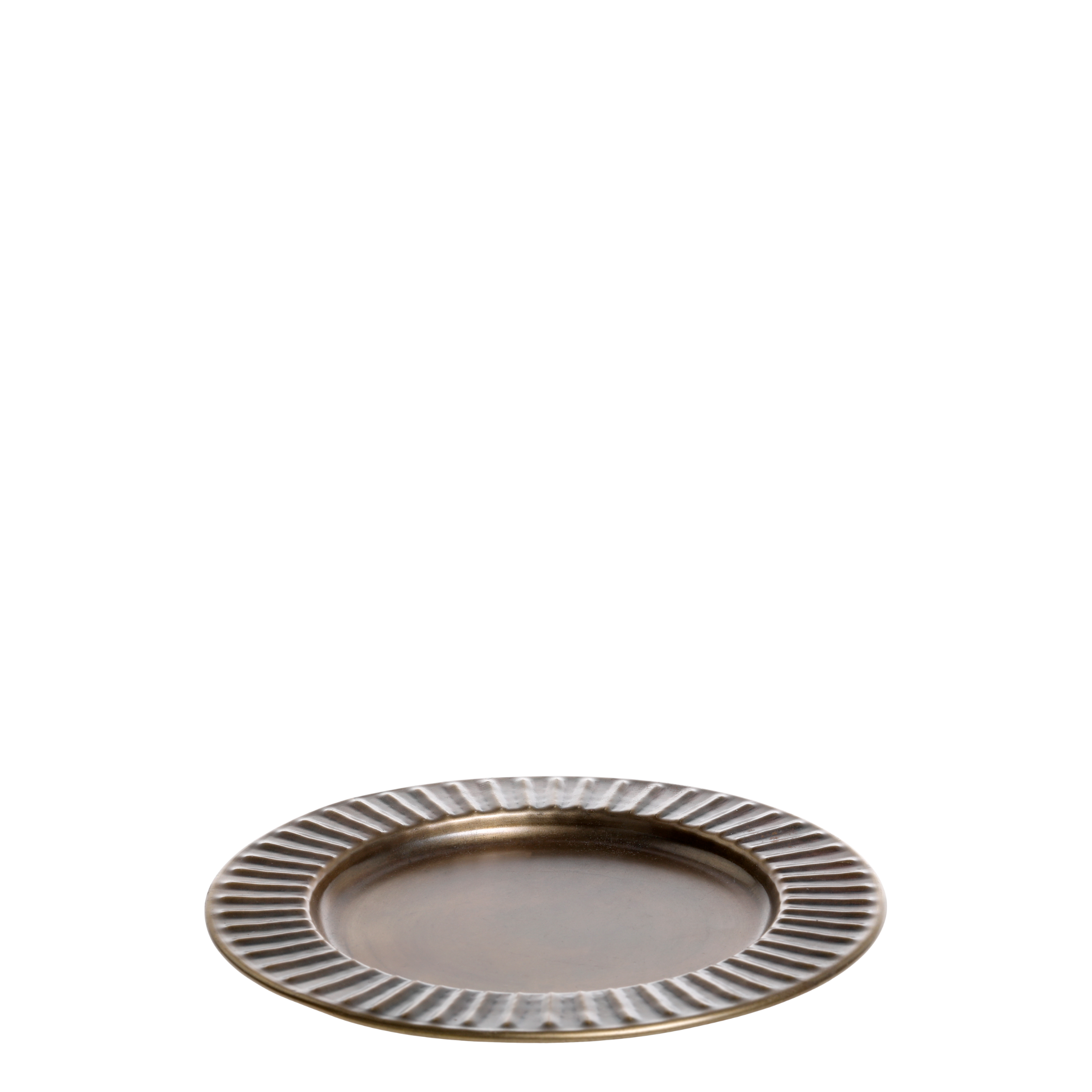 Tray w. reeded edge H1.5/D20 cm antique brass