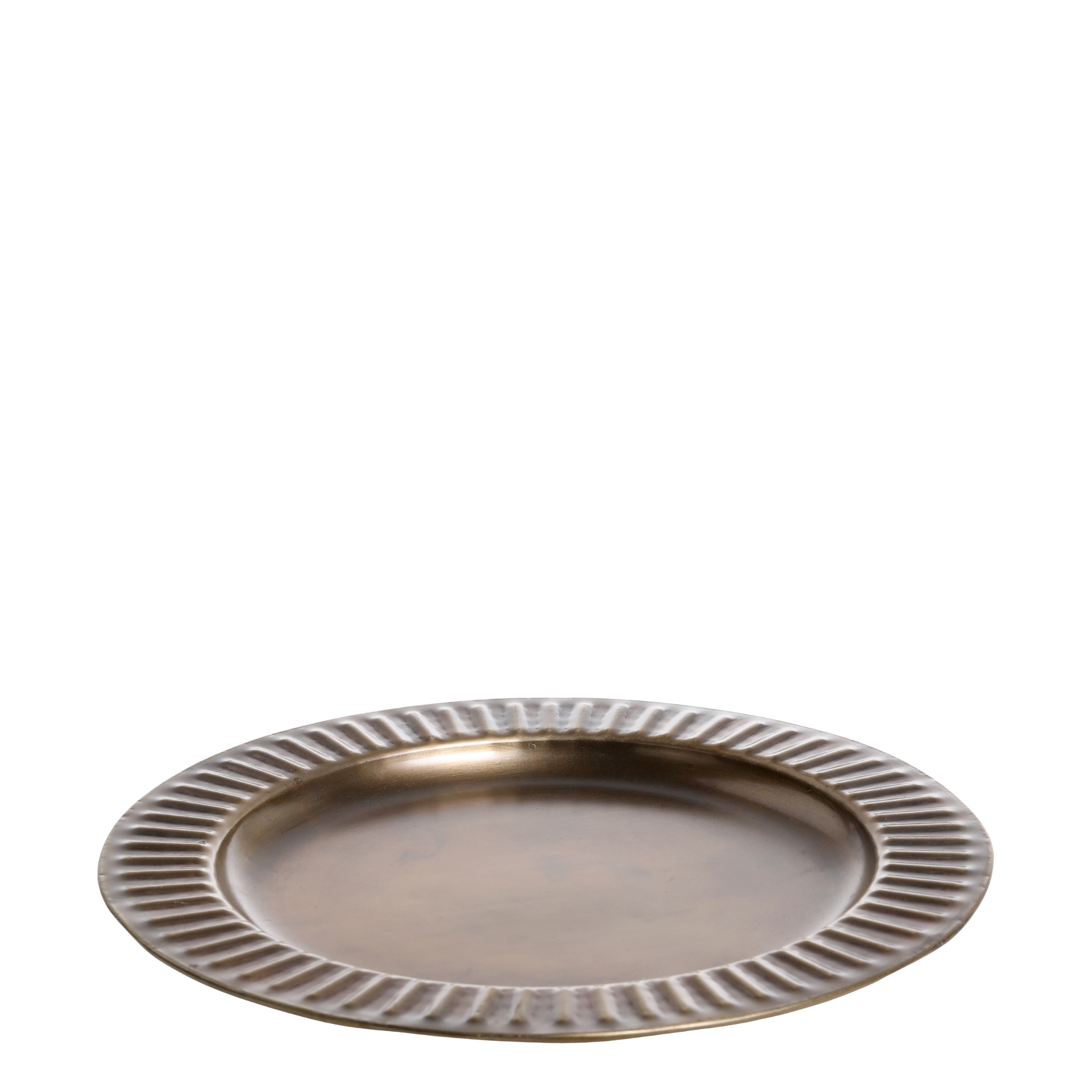 Tray w. reeded edge H1.5/D23 cm antique brass