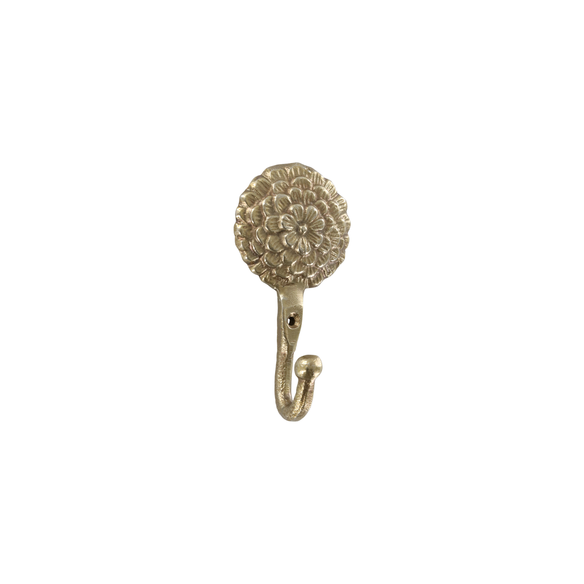 Messinghaken mit Blume – 11 cm hoch, 5,5 cm lang