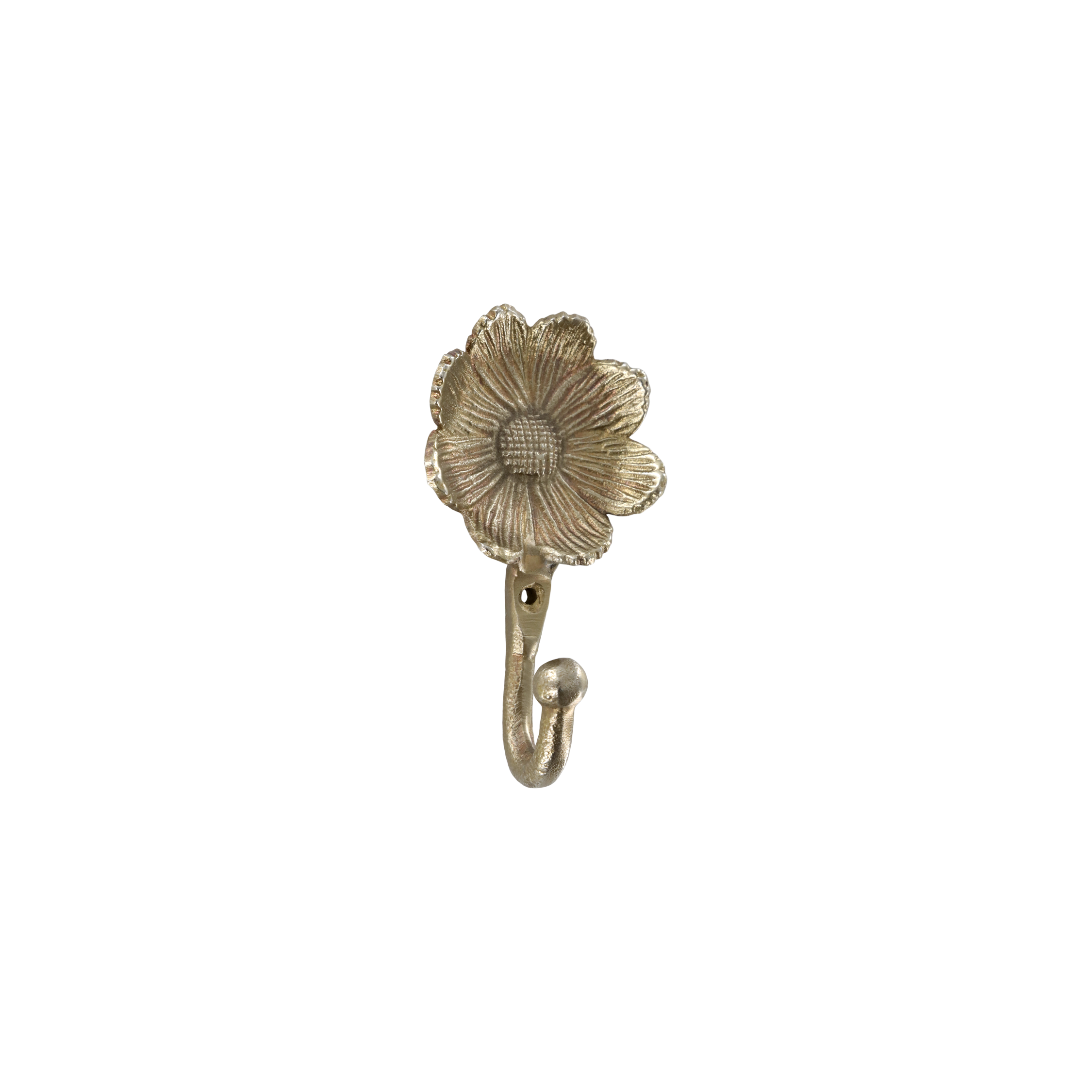 Messing Haken mit Blume – antik, 10 cm hoch