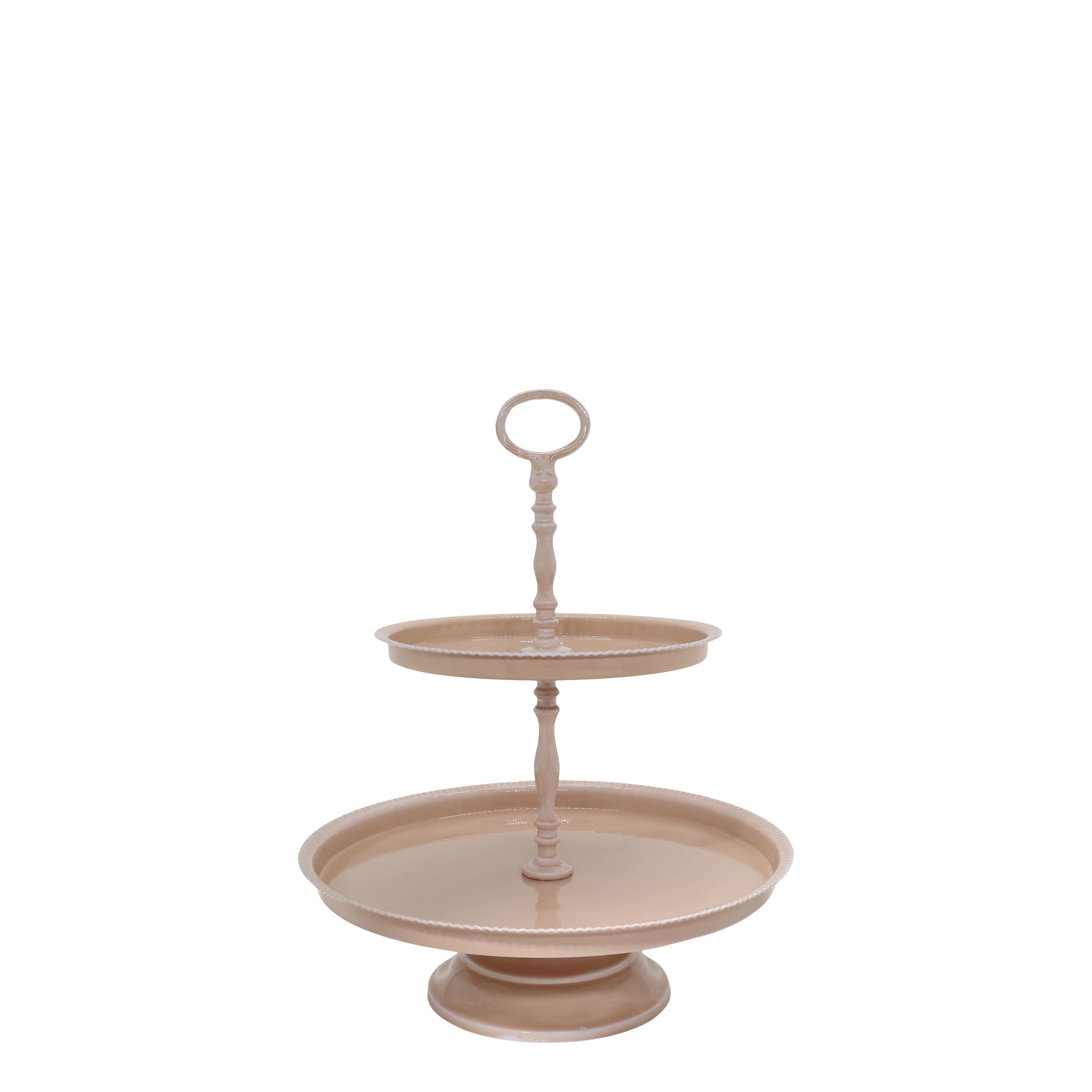 Etagere mit 2 Schüsseln, Eisen, Höhe 41 cm, rosa