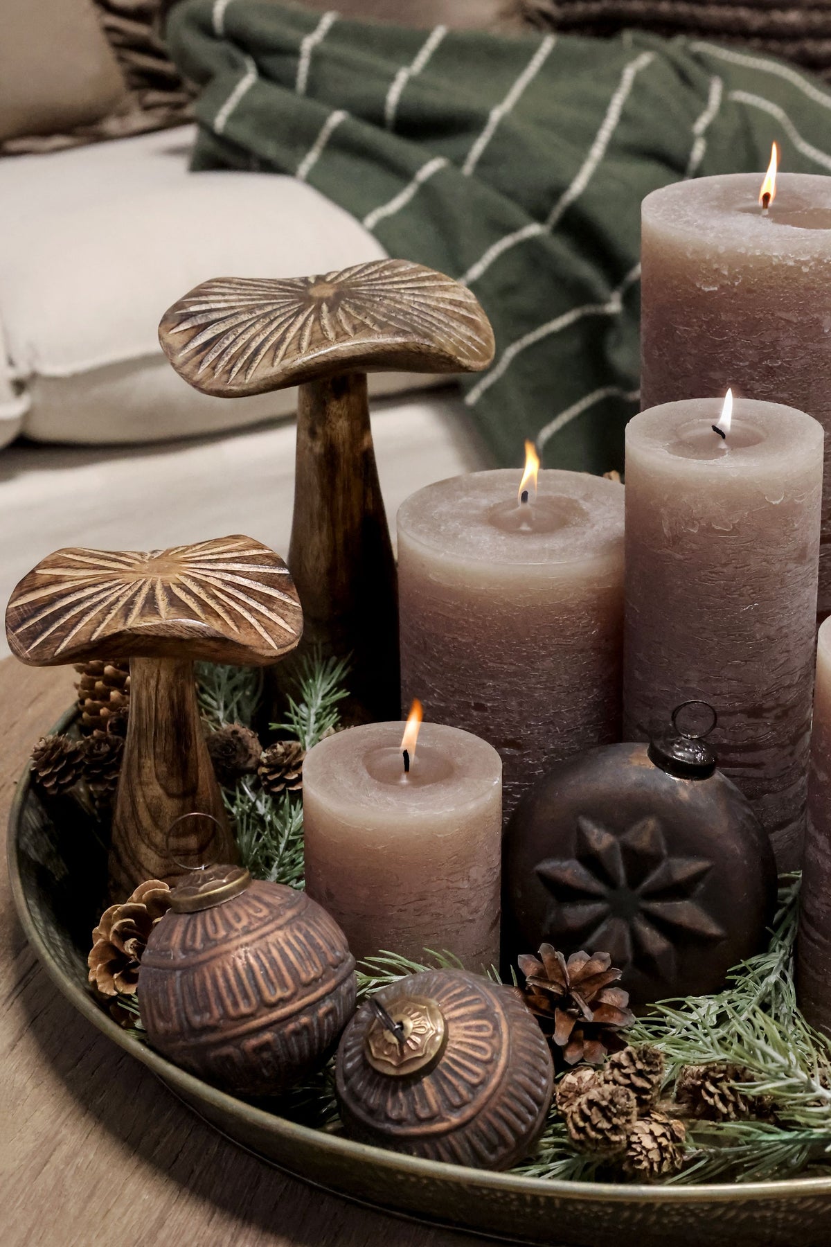 Tablett mit Muster Set von 2 – Antique Messing, 49,5 cm