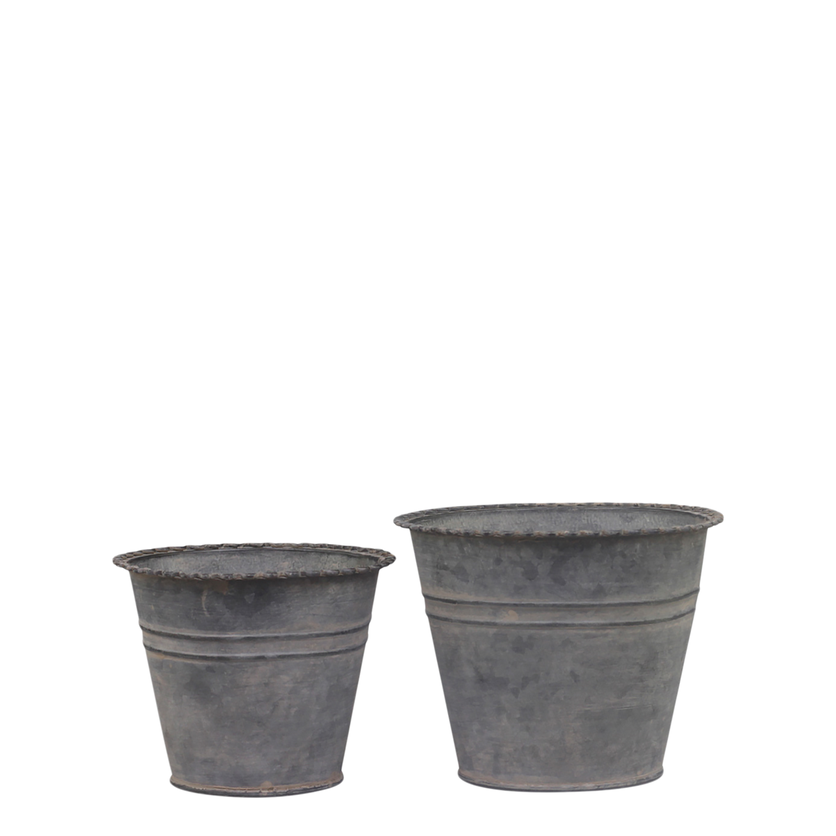 Übertöpfe Set aus 2, Eisen antique zink