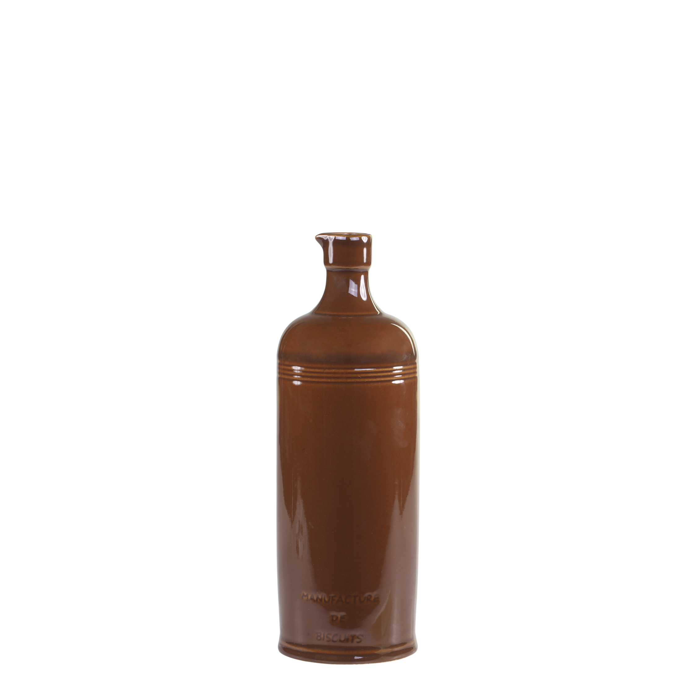 Altfranzösische Flasche aus Keramik, 26,5 cm hoch, Mokka