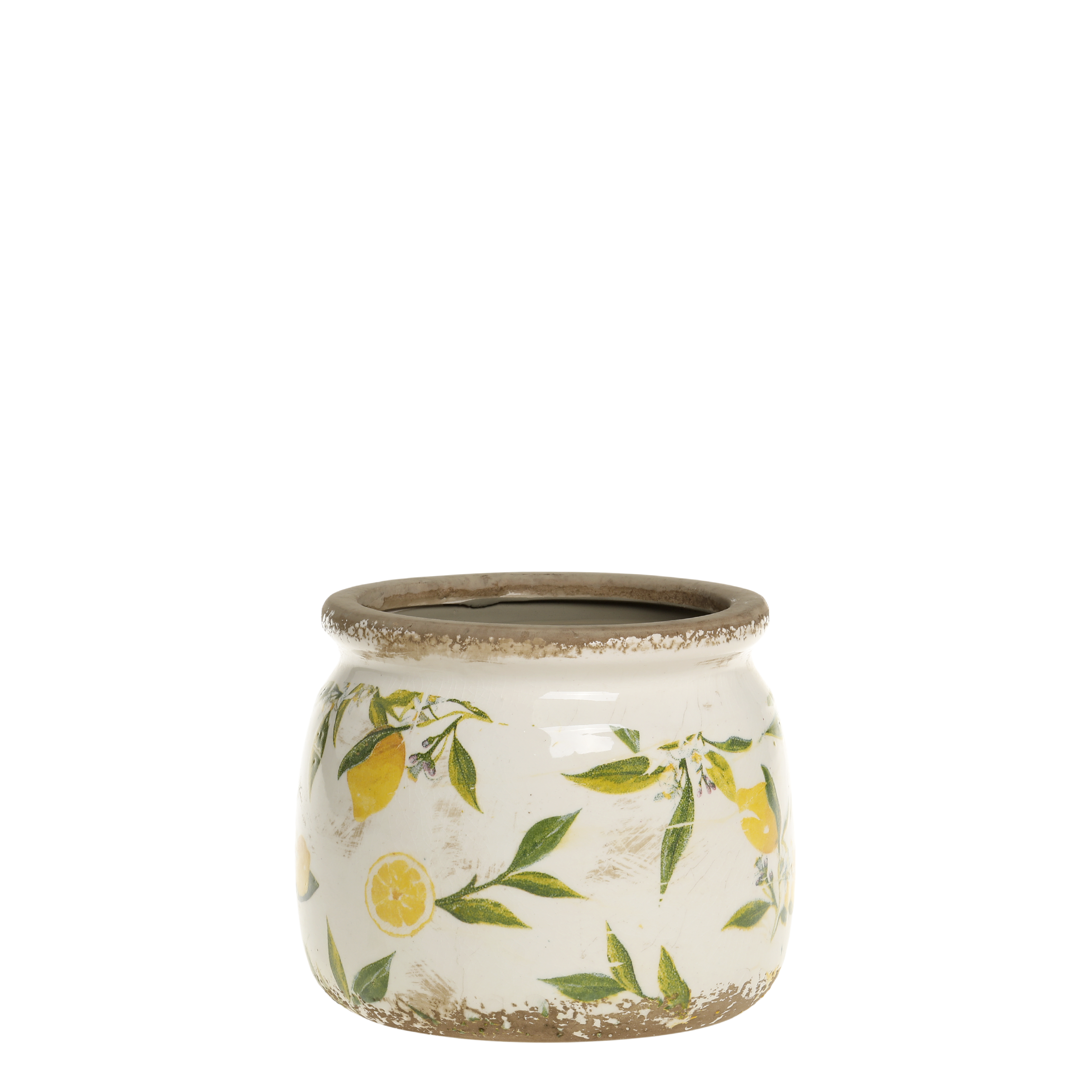 Limone Blumentopf mit Zitronenmotiv, 15,5 cm creme