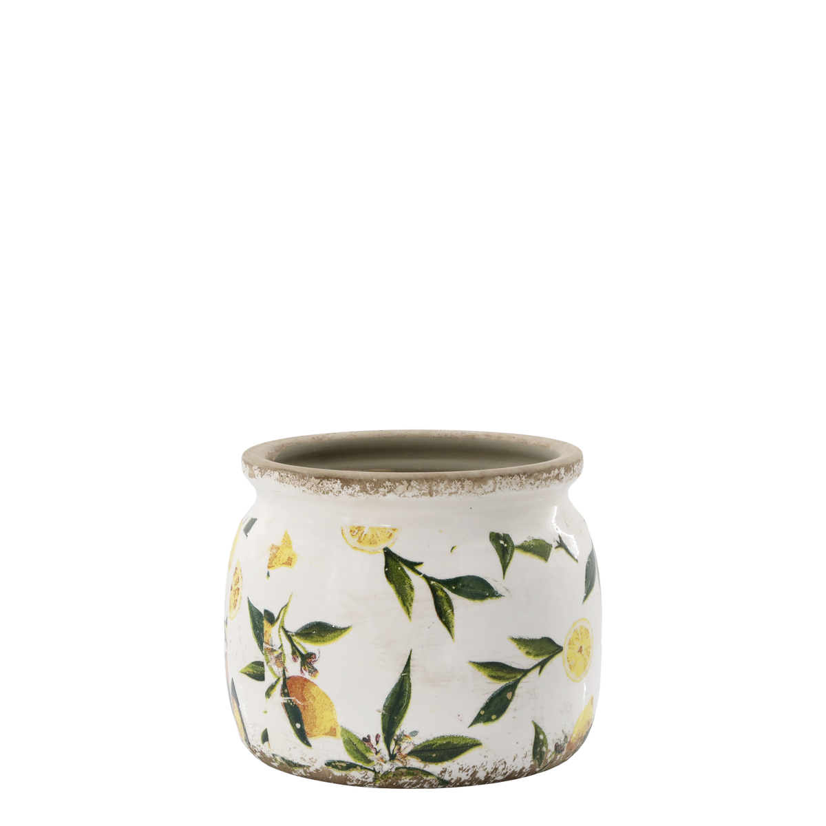 Limone Blumentopf mit Zitronenmotiv, 15,5 cm creme