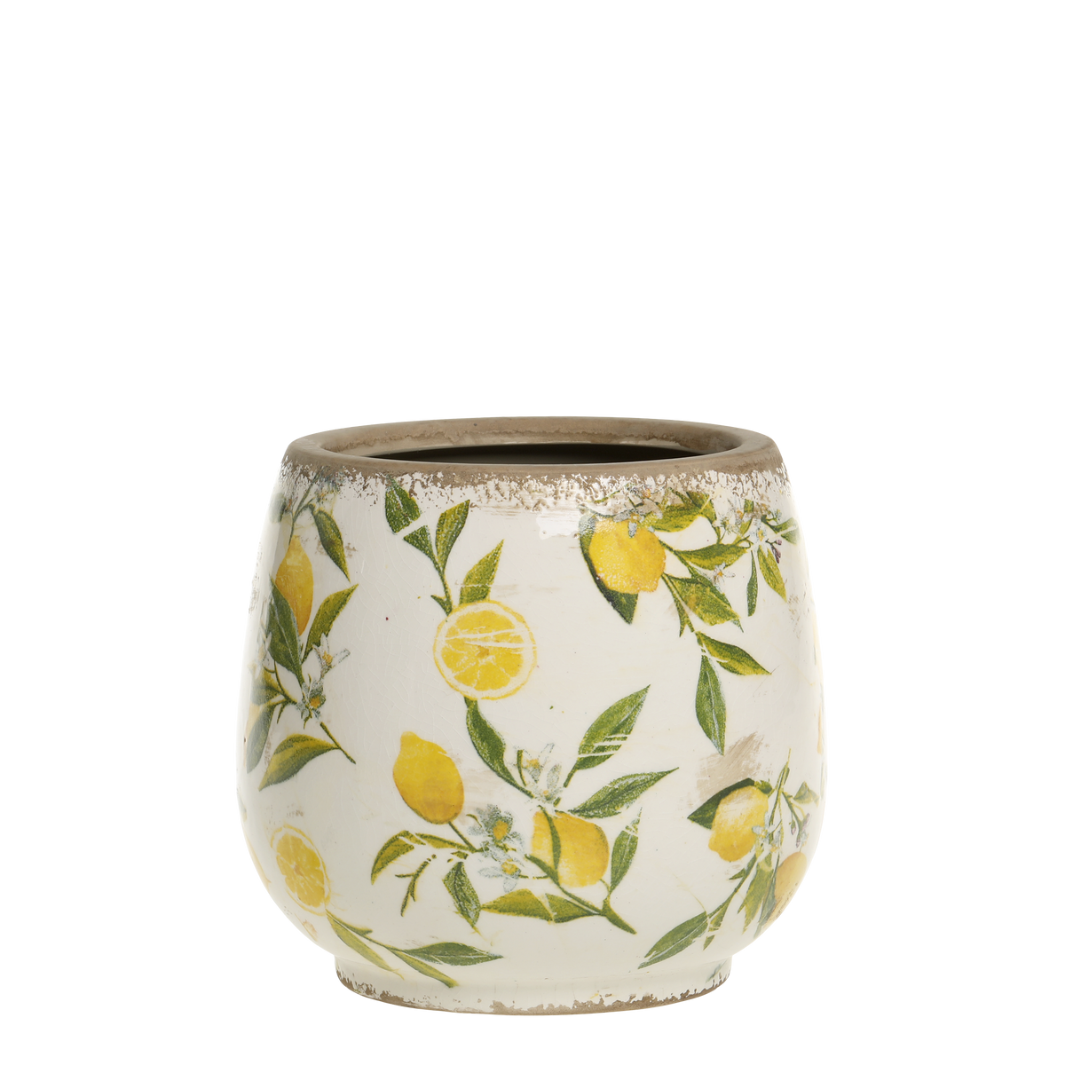 Übertopf Limone mit Zitronenmotiv, 17 cm Durchmesser
