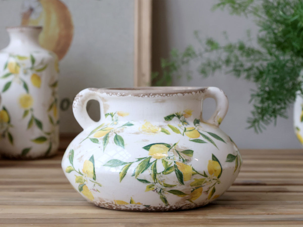 Limone Blumentopf mit Zitronenmotiv, 20 cm Durchmesser
