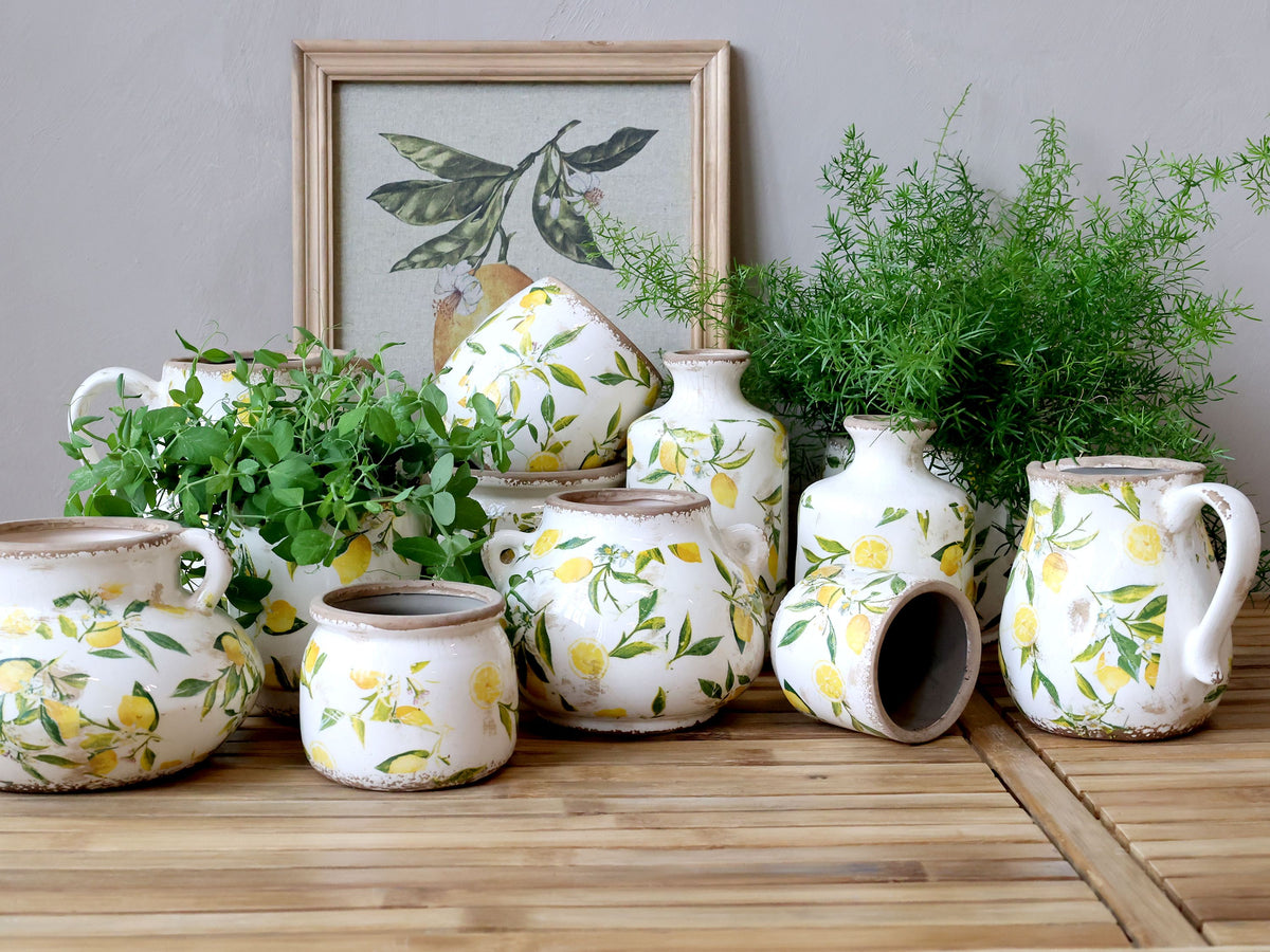 Limone Blumentopf mit Zitronenmotiv, 20 cm Durchmesser