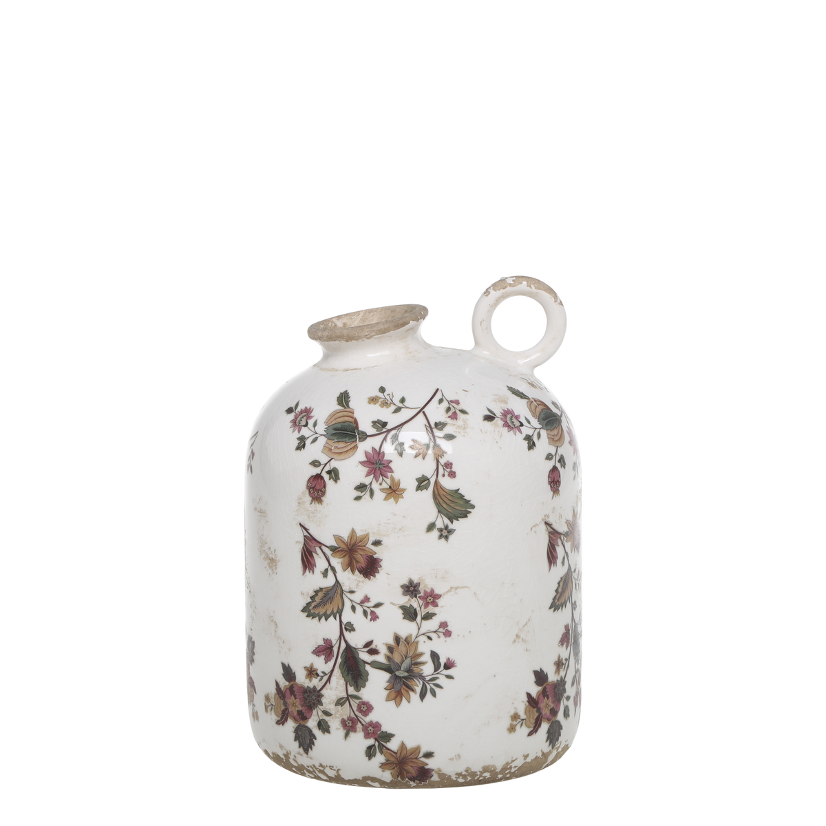 Vase Nancy mit Blumenmotiv, 18 cm hoch, creme