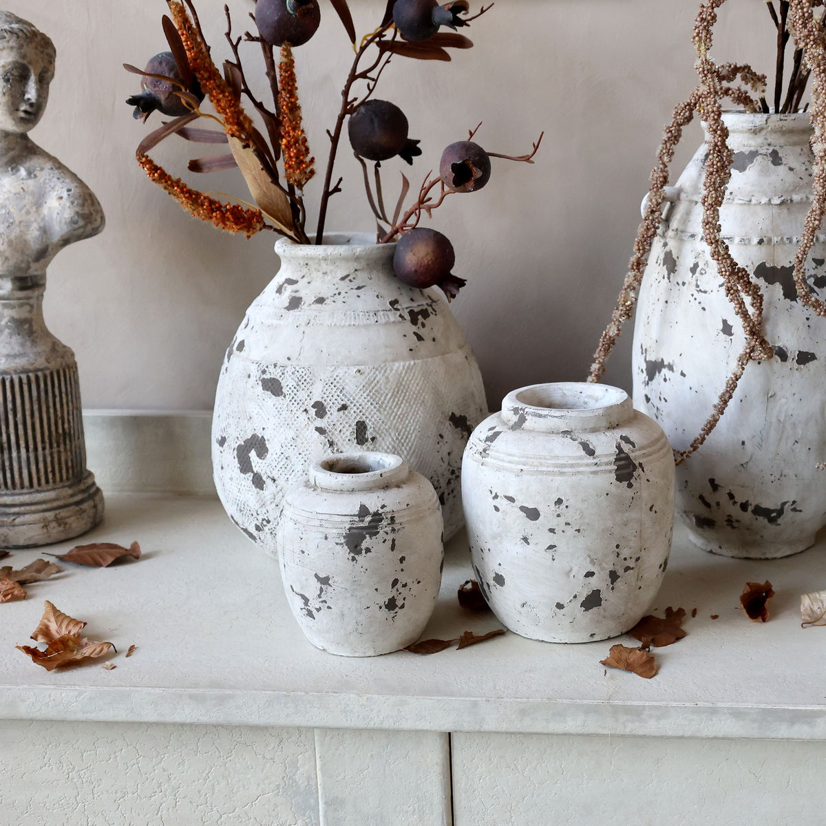 Terrakotta Vase Frejus, 16 cm hoch, creme