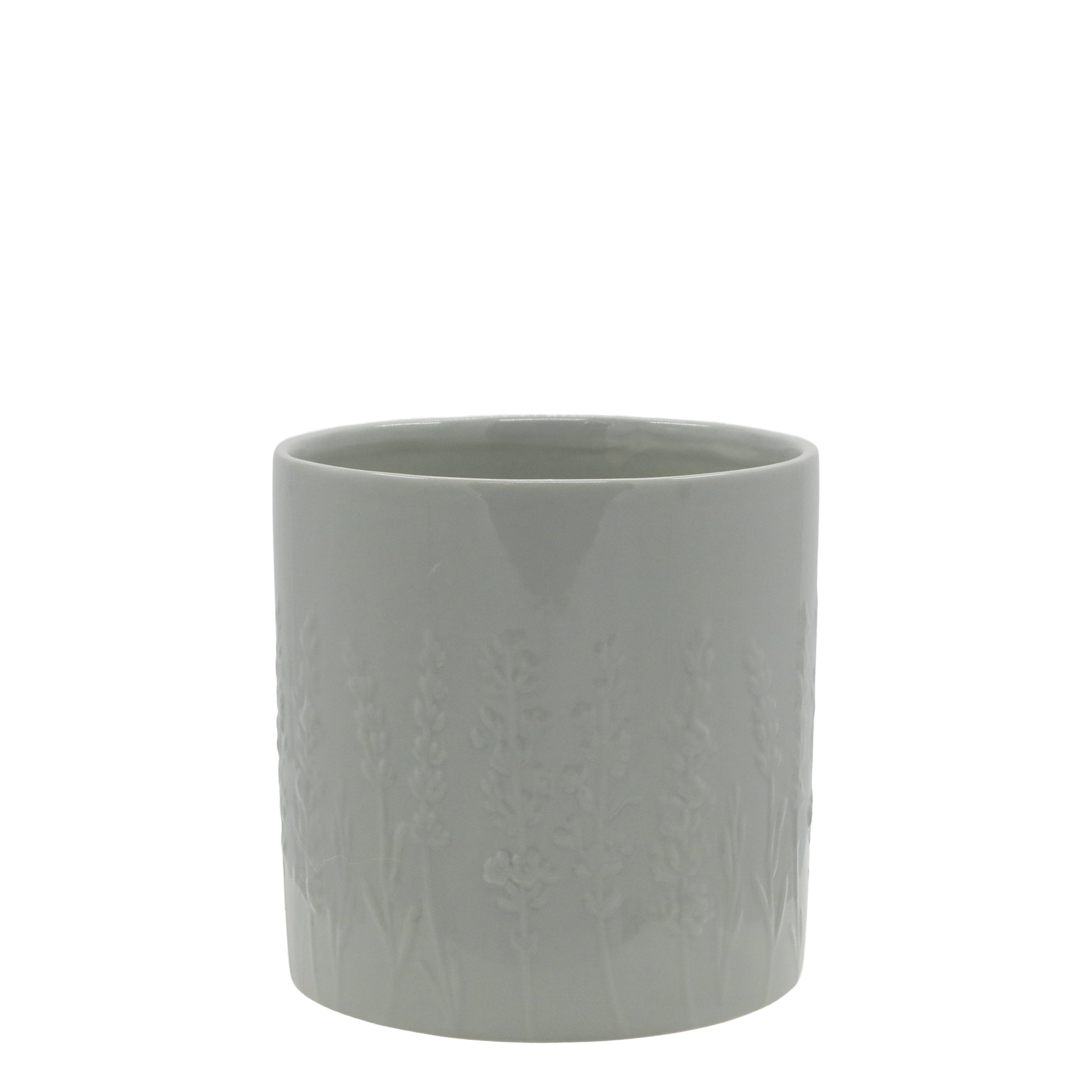 Fayence Planter w. flowers H13/D13 cm verte
