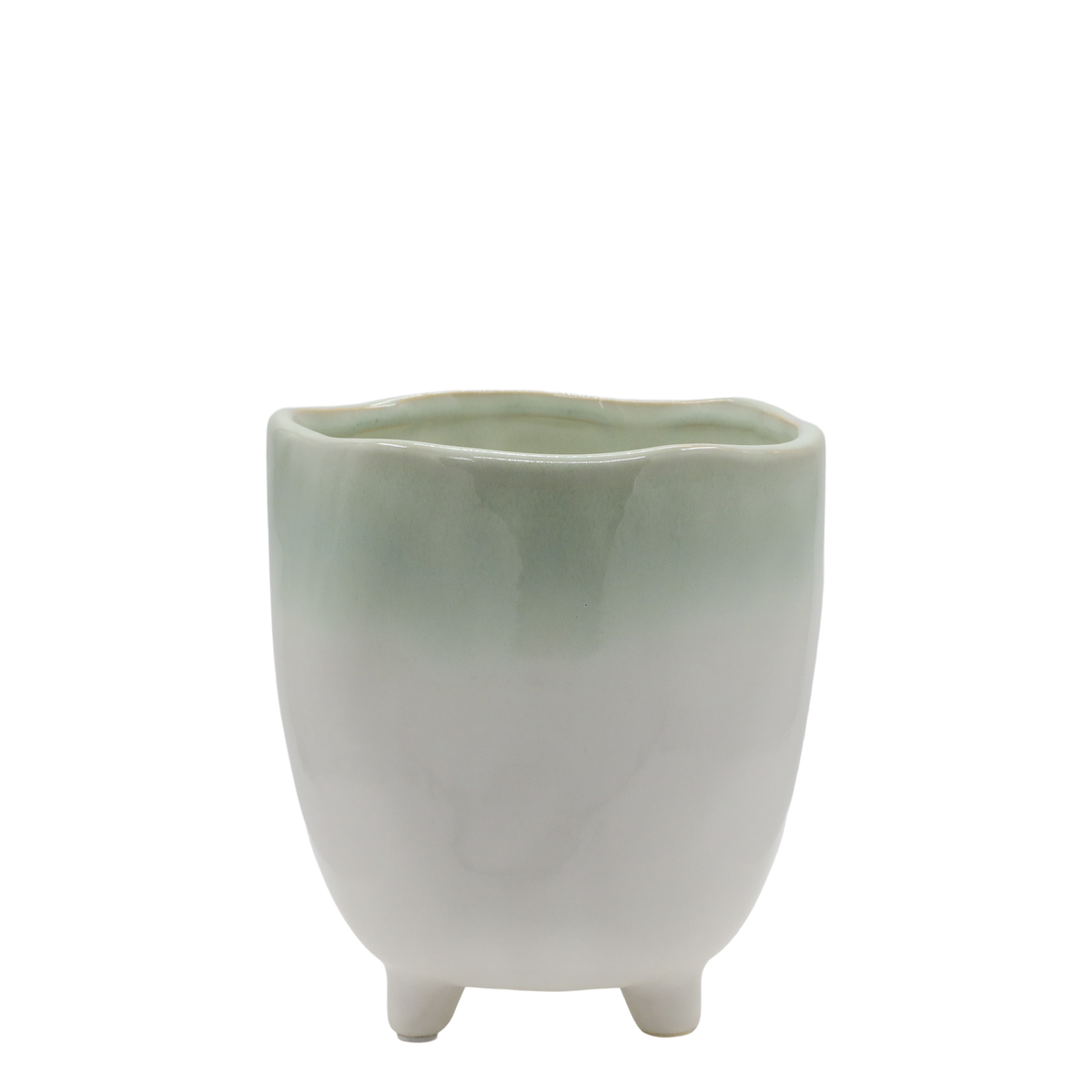 Fayence Blumentopf auf Fuß – Keramik, 14 cm hoch