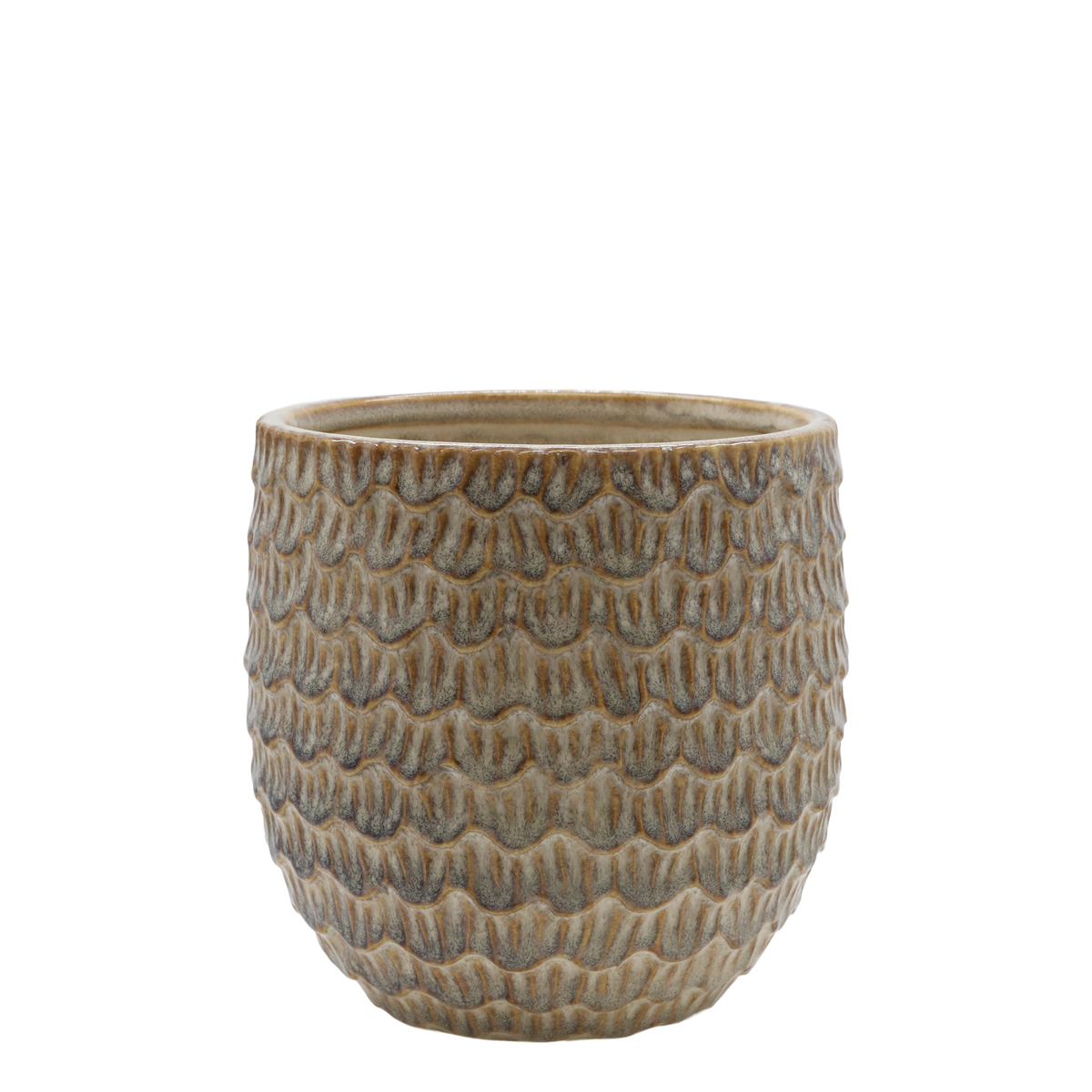 Gaston Blumentopf aus Keramik, 14 cm, latte
