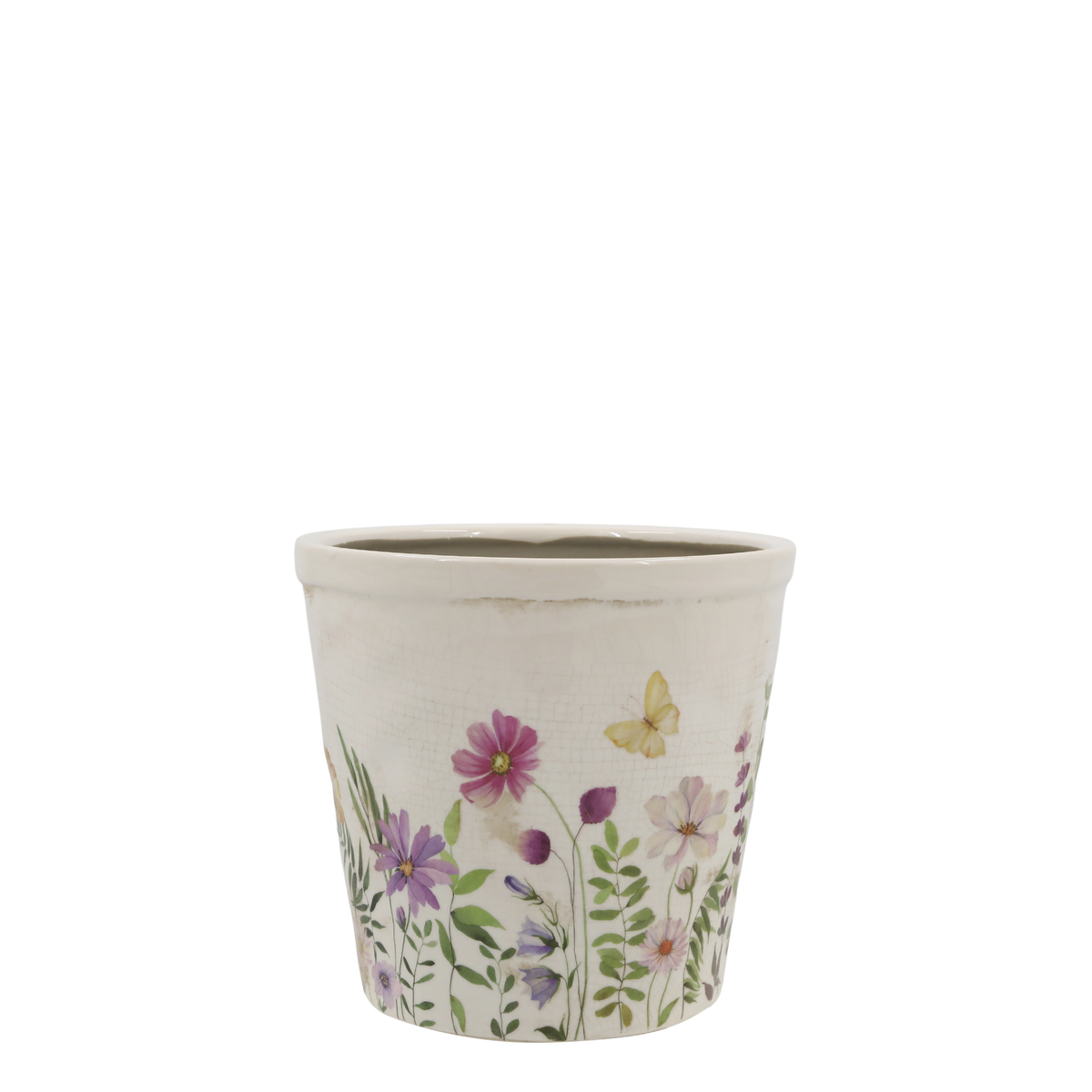 Übertopf Avignon mit Blumenmotiv, creme, 16 cm hoch