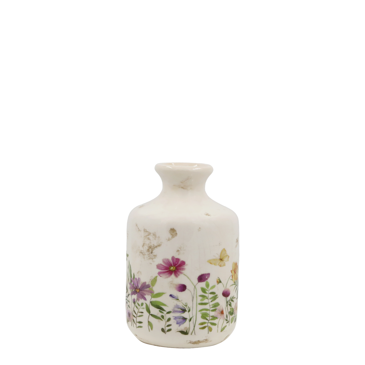 Avignon Vase mit Blumenmotiv, 17,5 cm hoch, creme
