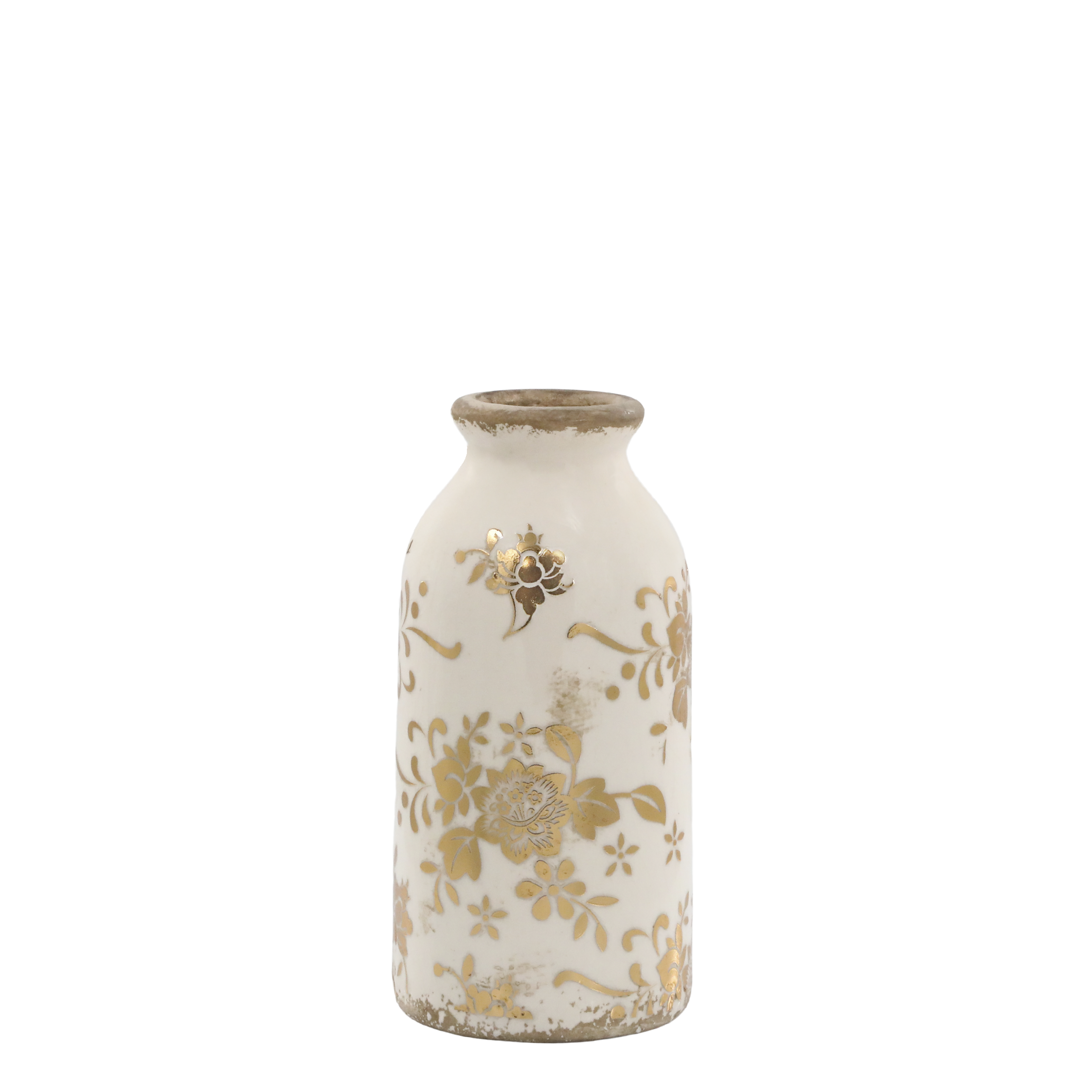 Vase Melun aus Keramik, antique messing, 15,5 cm hoch