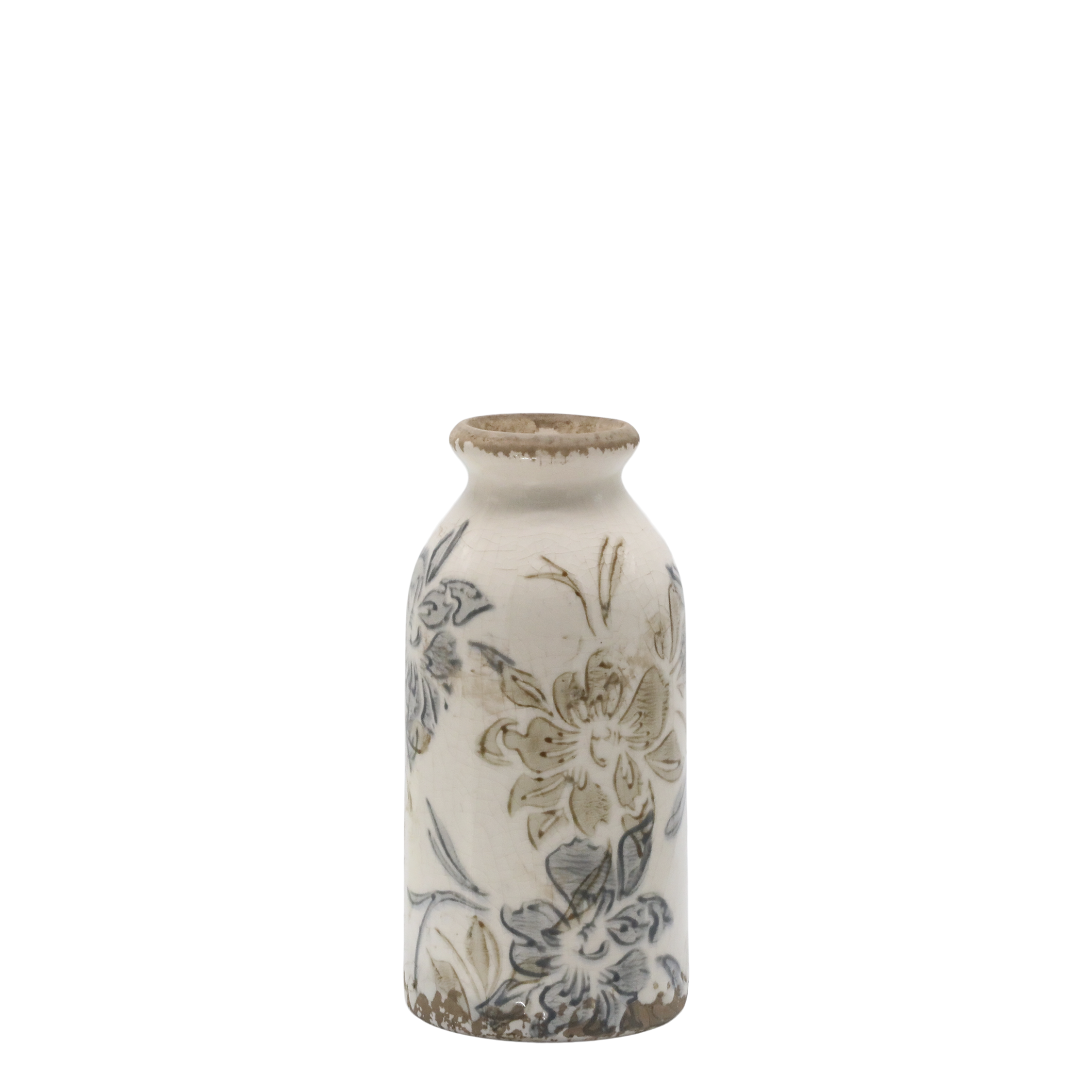 Croix Vase aus Keramik, Creme, 15,5 cm hoch
