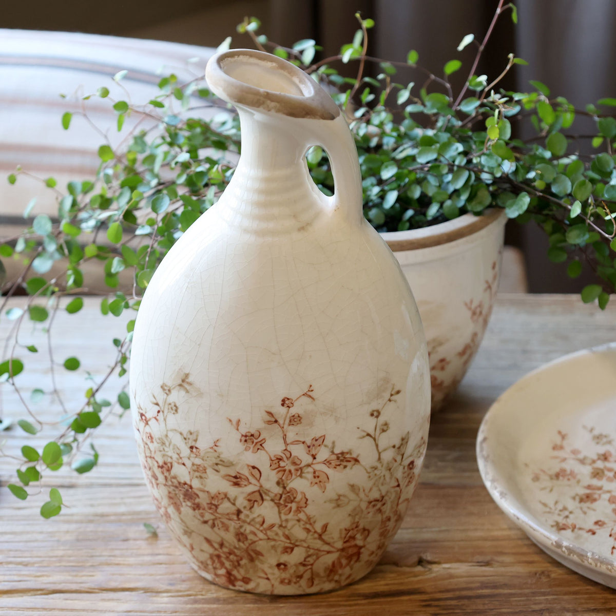 Chaville Kanne aus Keramik in Creme, 27 cm hoch