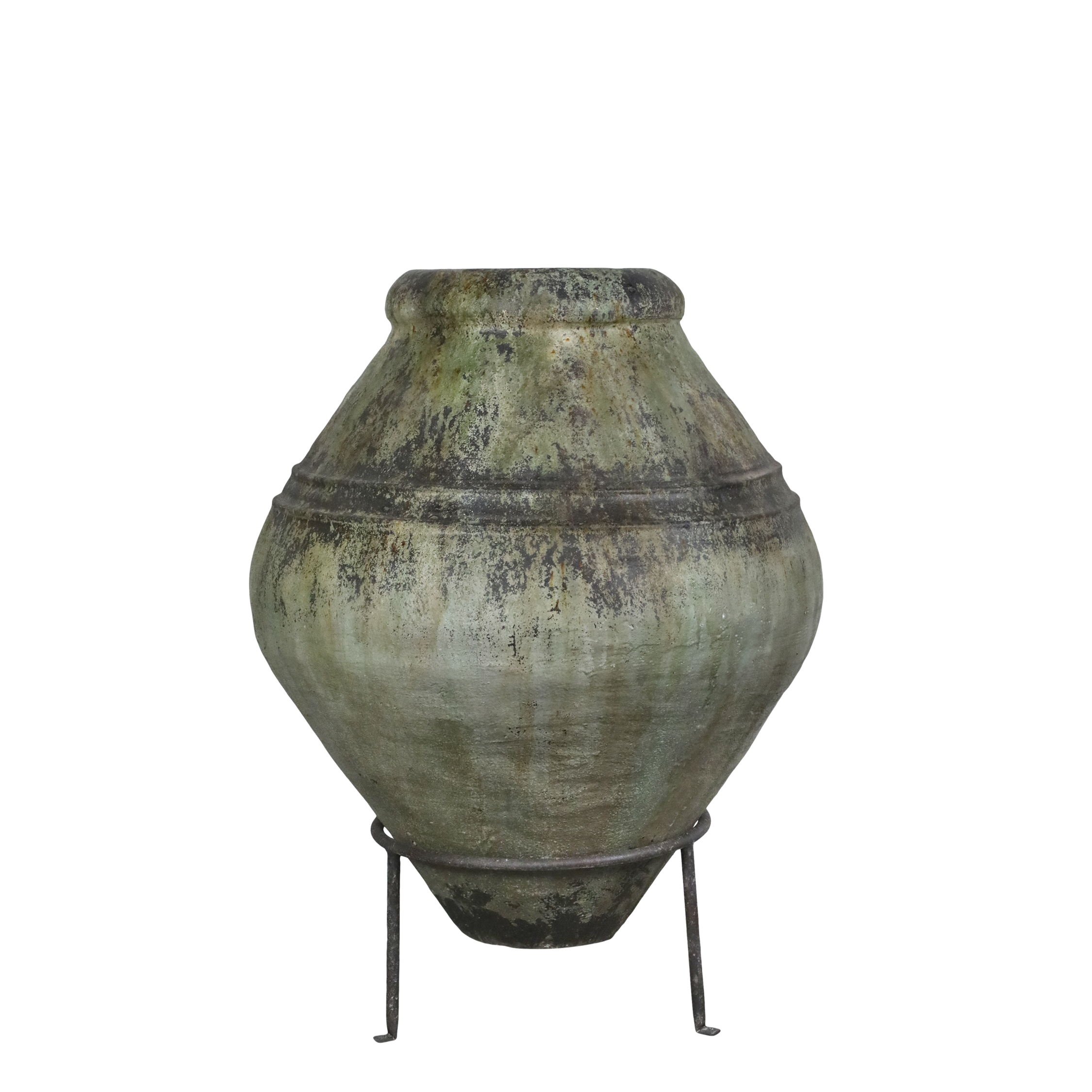 Planter on stand H103.5/D75 cm antique verte