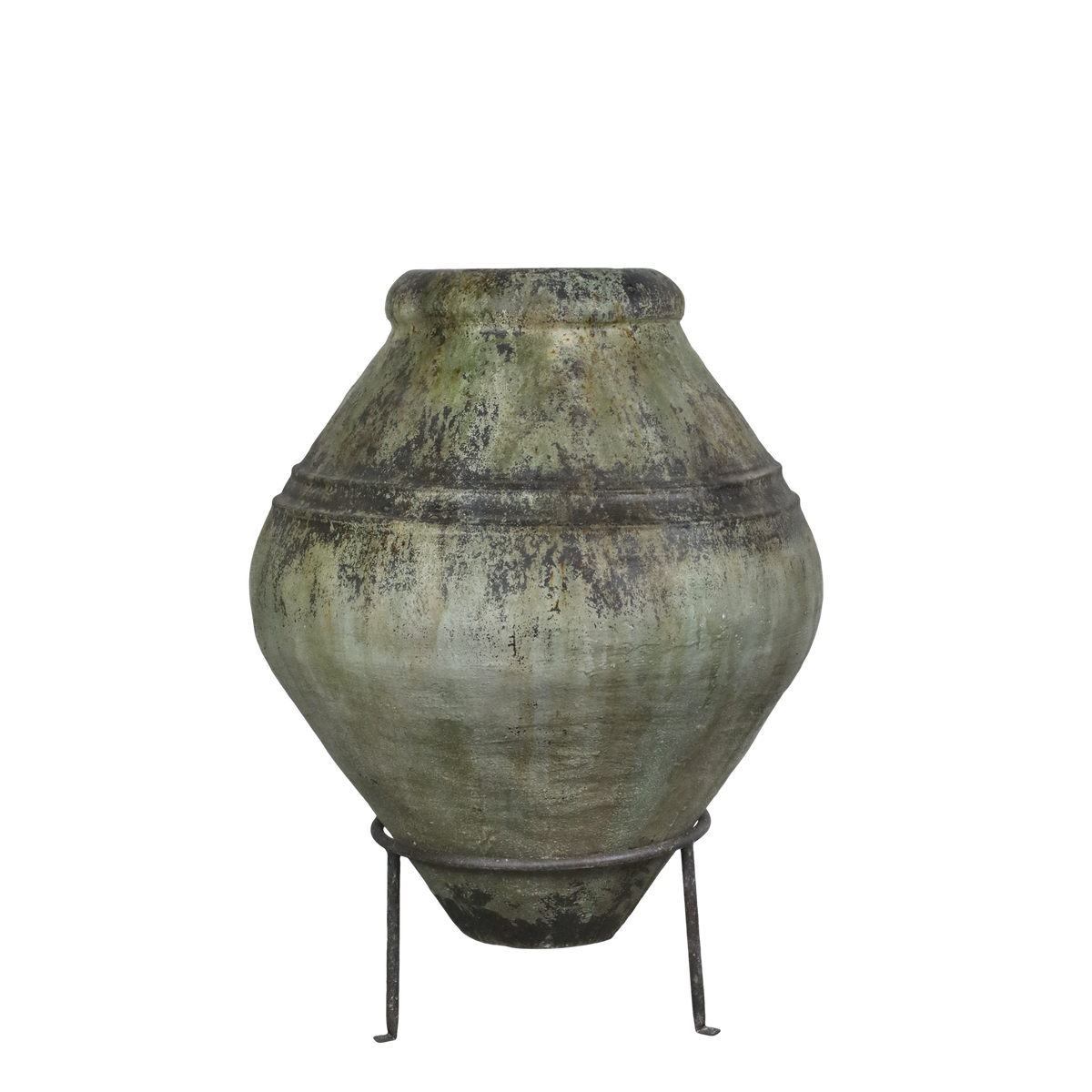 Übertopf groß mit Gestell, antique verte, 75 cm