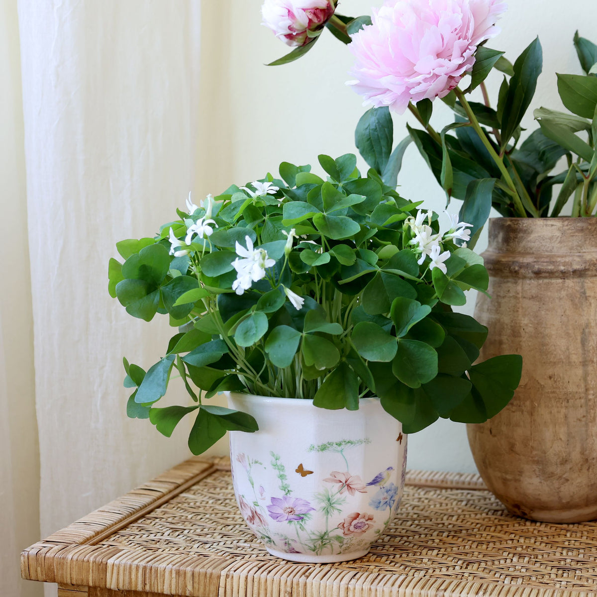 Blumen Übertopf Papillon aus Keramik, creme, 12,5 cm hoch