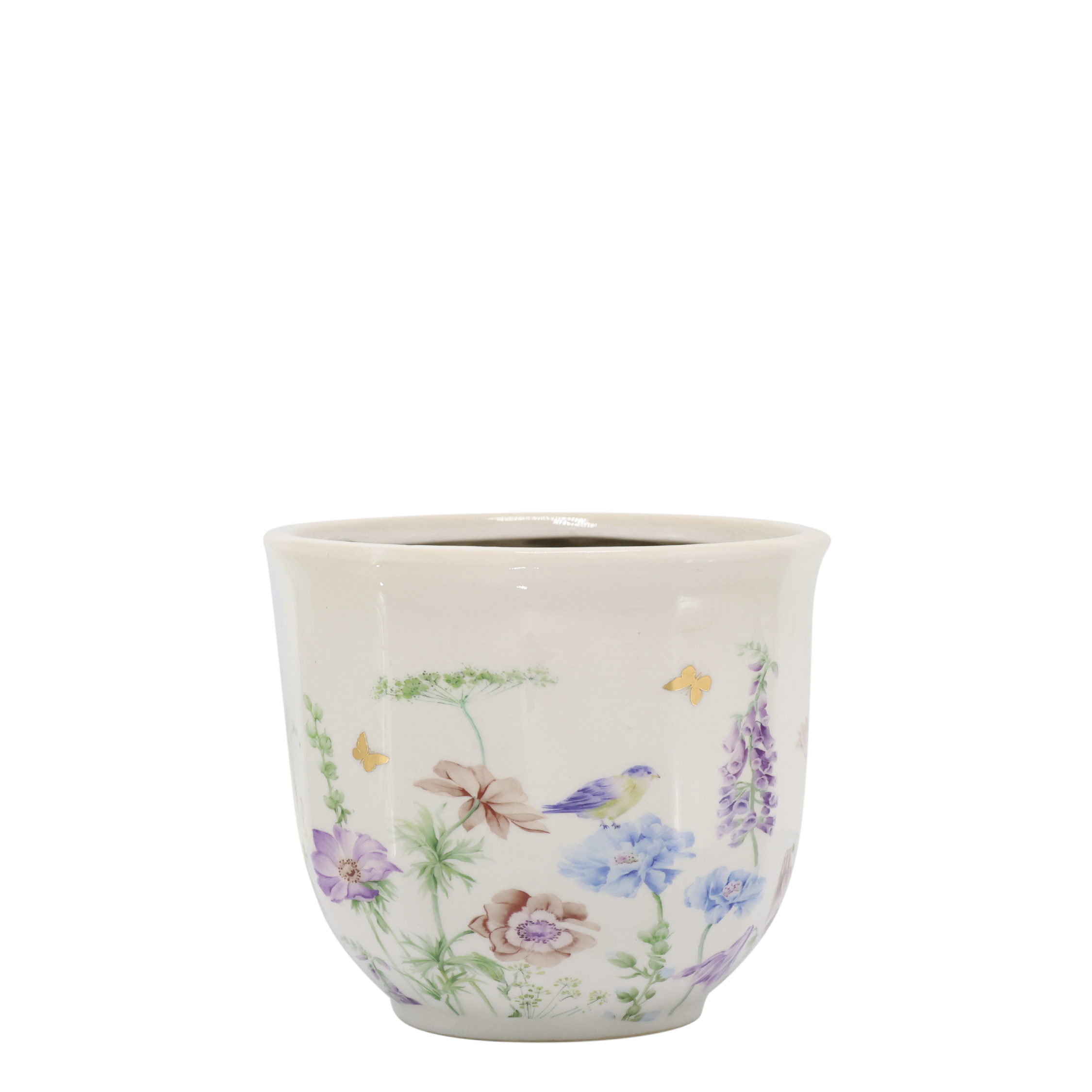 Blumen Übertopf Papillon aus Keramik, creme, 12,5 cm hoch