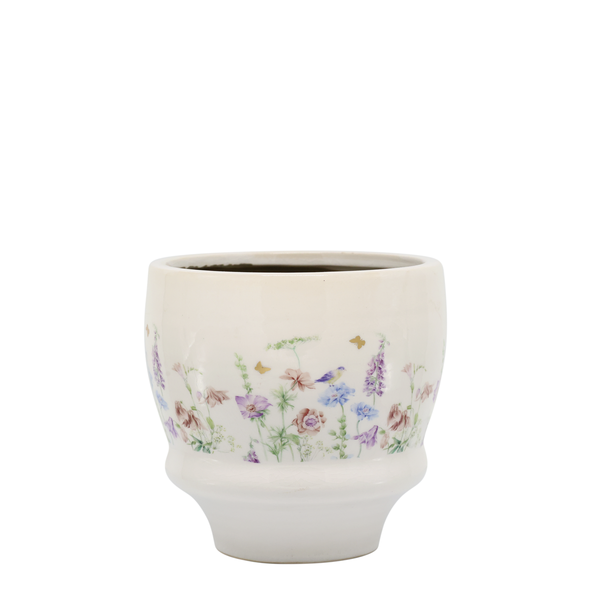Blumen Übertopf Papillon aus Keramik, Creme, 14,5 cm hoch