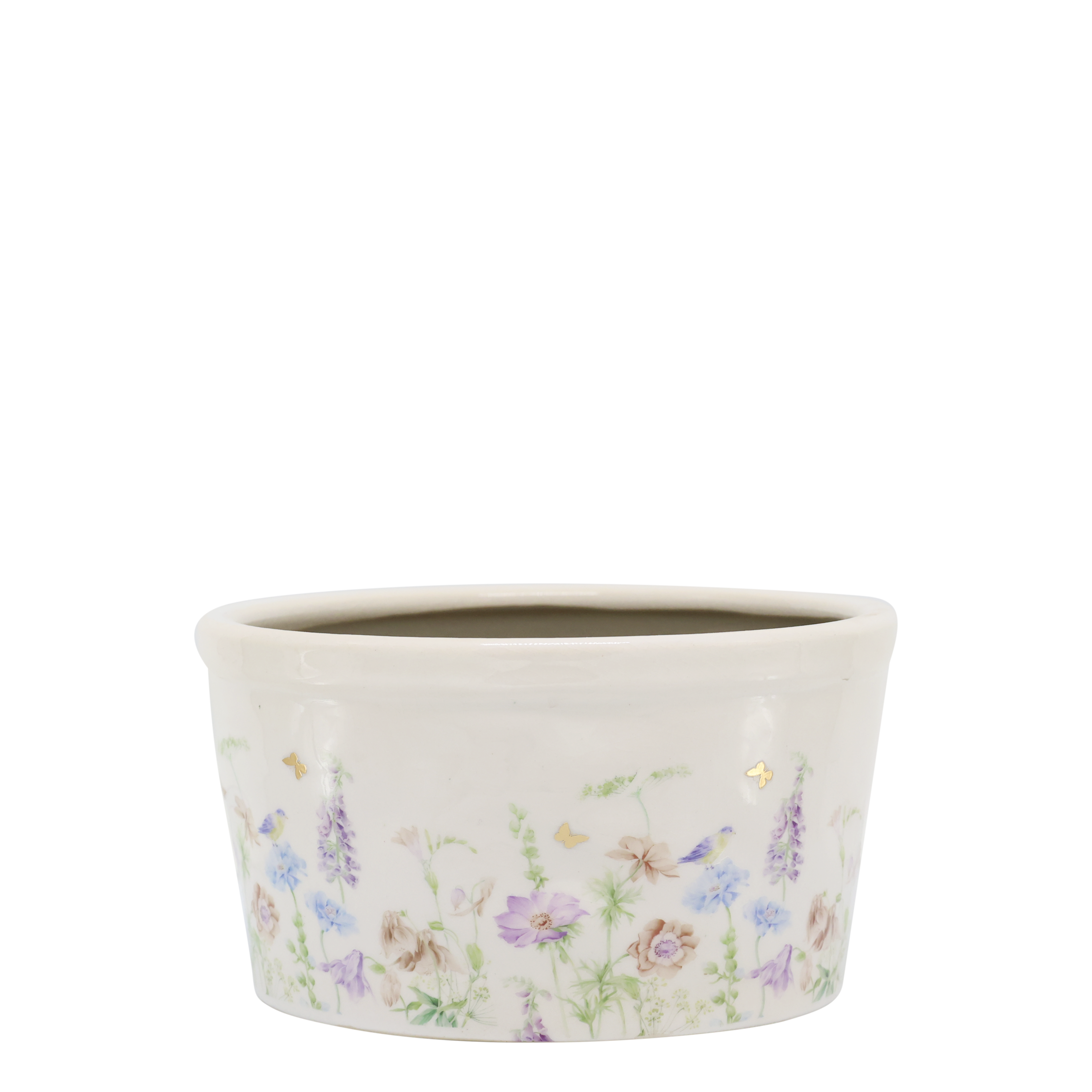 Papillon Tablett mit Blumen – Keramik, creme, 16,5 cm