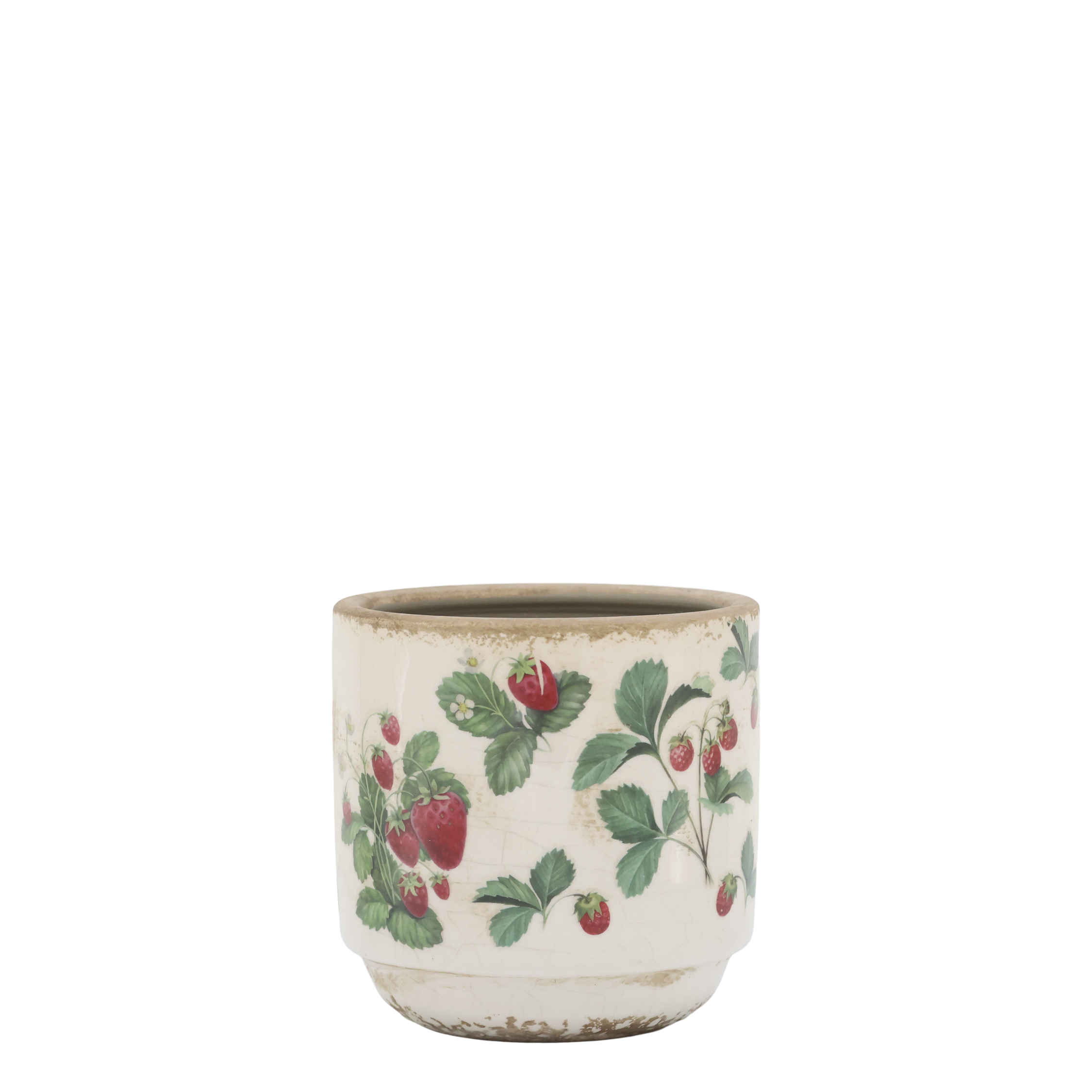 Fraises Übertopf mit Erdbeeren, 10 cm, creme