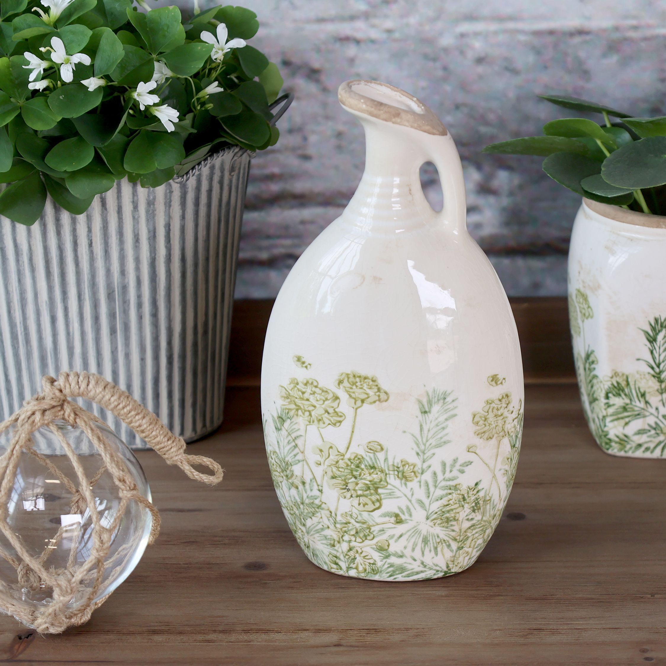 Laval Kanne mit Blumen – Keramik, 27 cm hoch