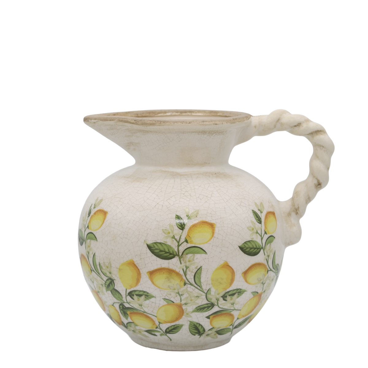 Kanne als Übertopf für Blumen, 18,5 cm hoch, creme