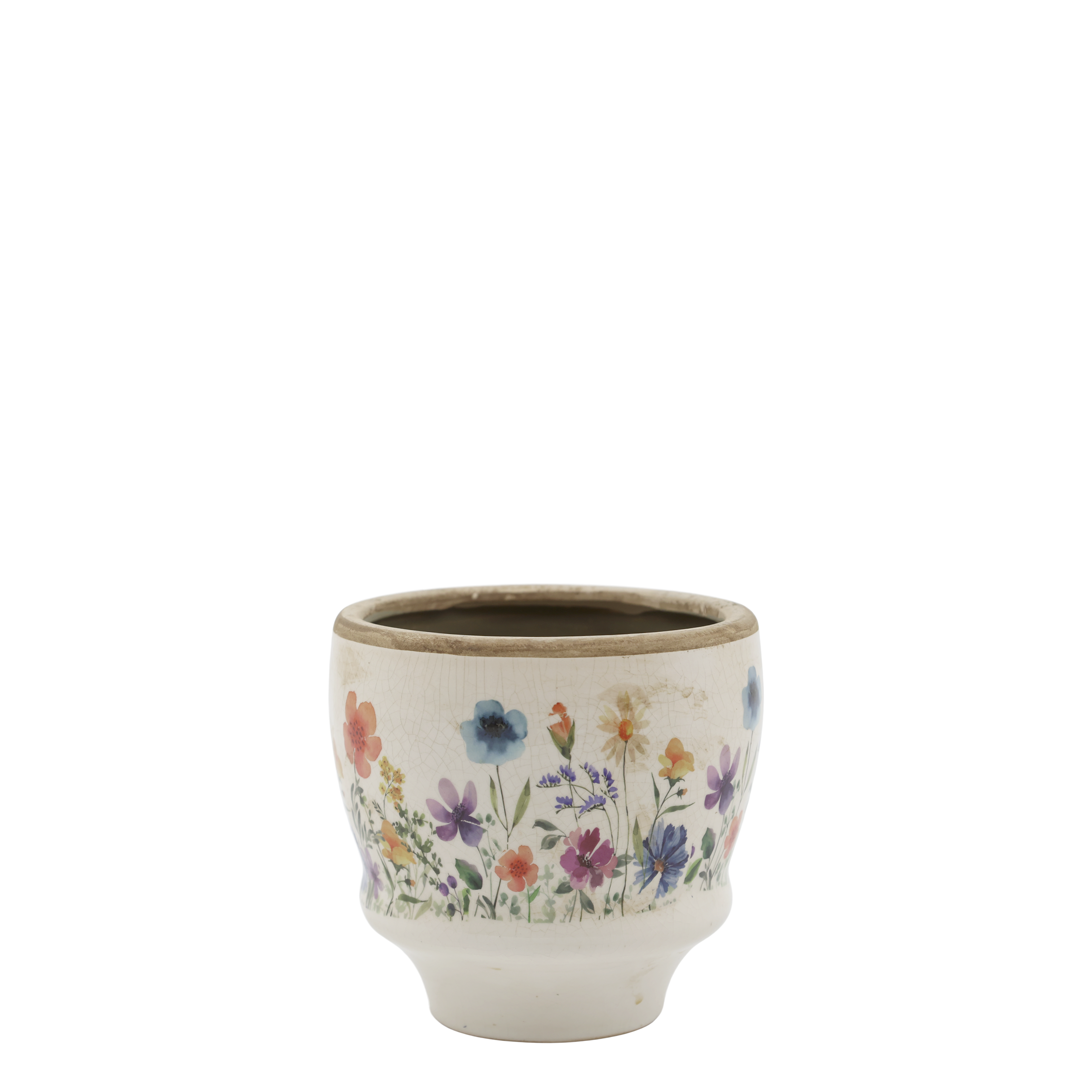 Fleurville Übertopf mit Blumenmotiv, 12,5 cm hoch, creme
