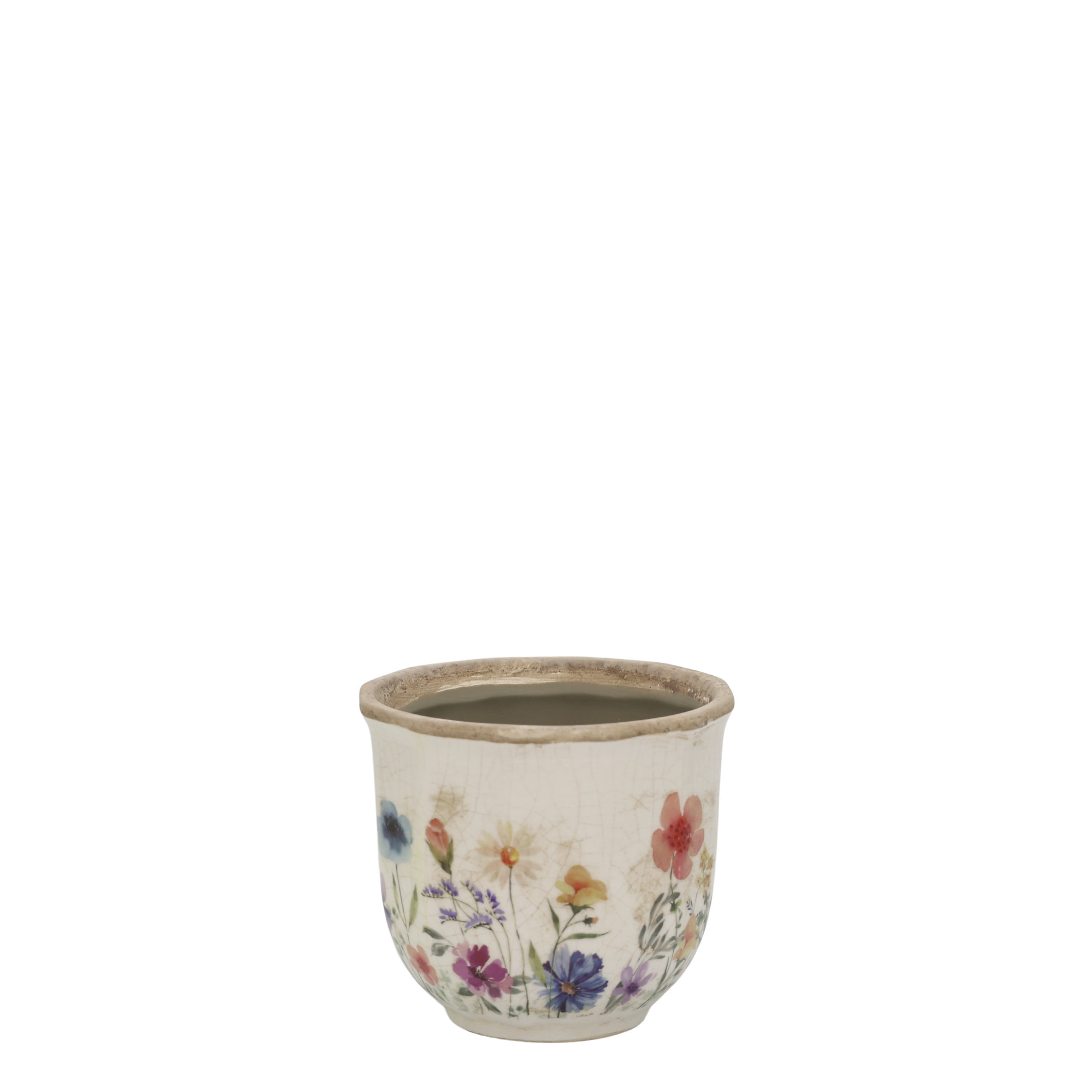 Fleurville Übertopf mit Blumenmotiv, 10,5 cm hoch, creme