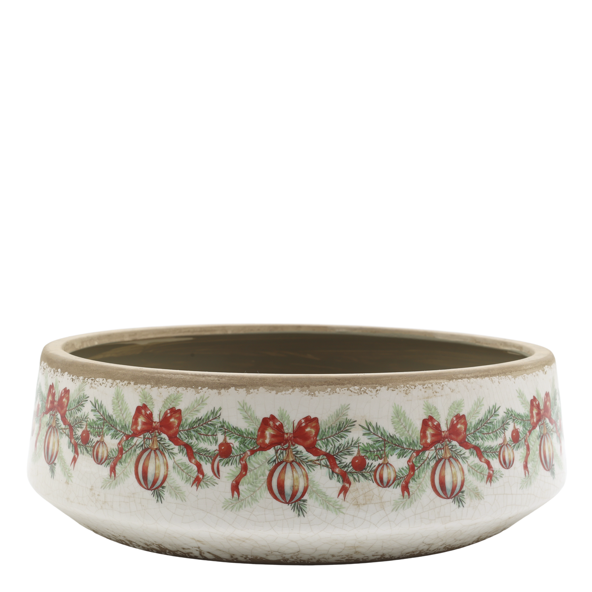 Tablett mit Weihnachtskugel und Schleife, 30 cm, creme