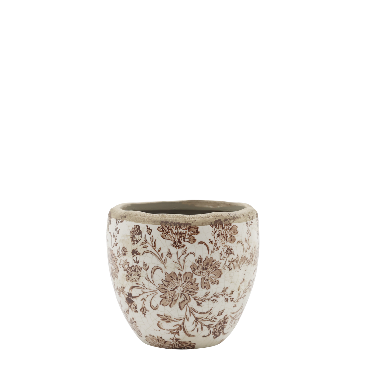 Grenoble Übertopf mit Blumenmotiv, Keramik, 11 cm hoch