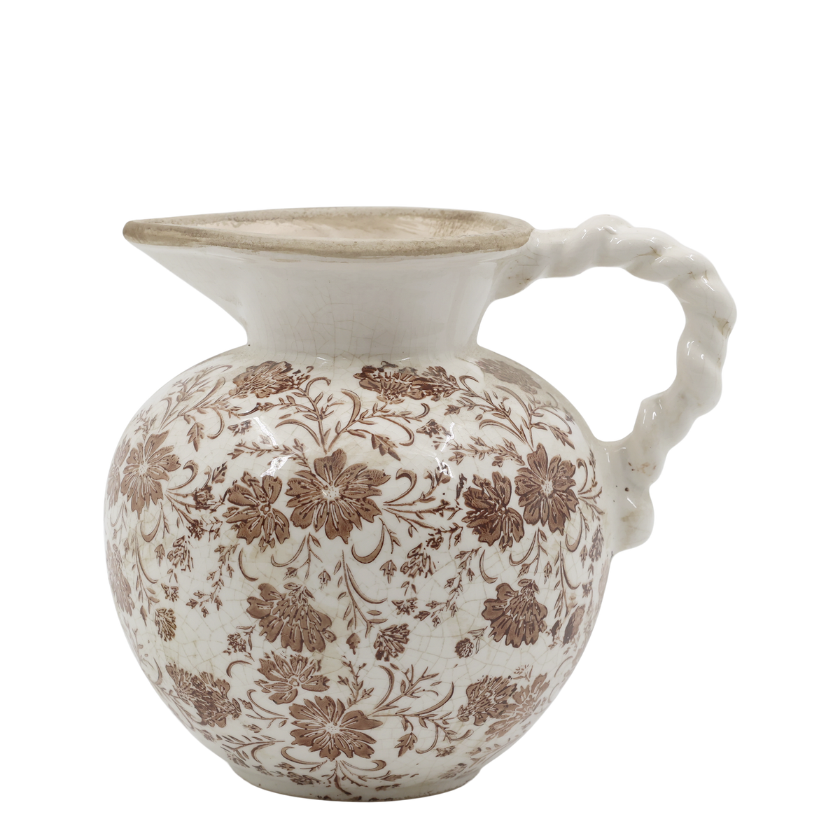 Übertopf Grenoble mit Blumenmotiv, Keramik, 18,5 cm hoch