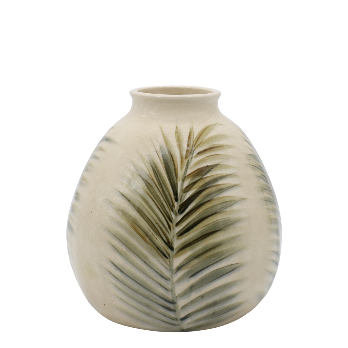 Vase mit Blattmuster, 23 cm hoch, creme