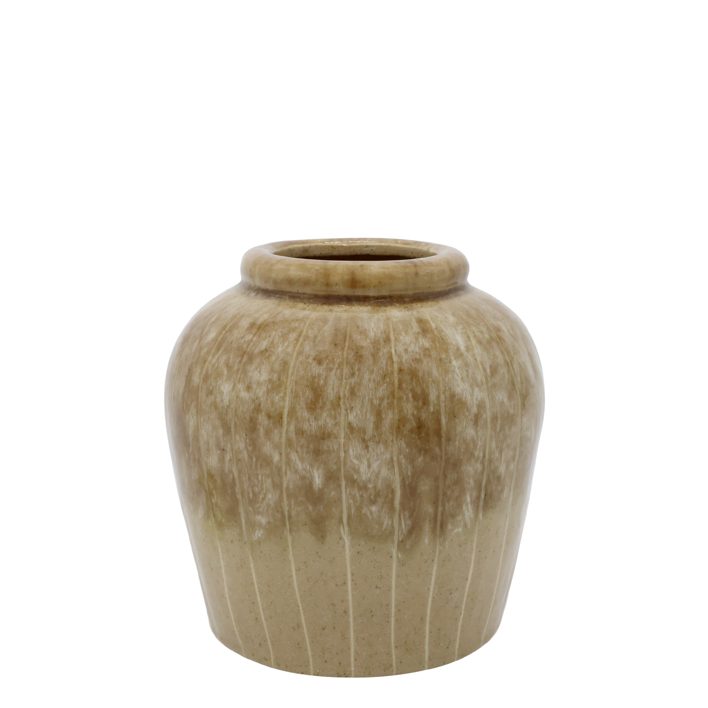 Vase mit Streifen in Latte, 19 cm hoch