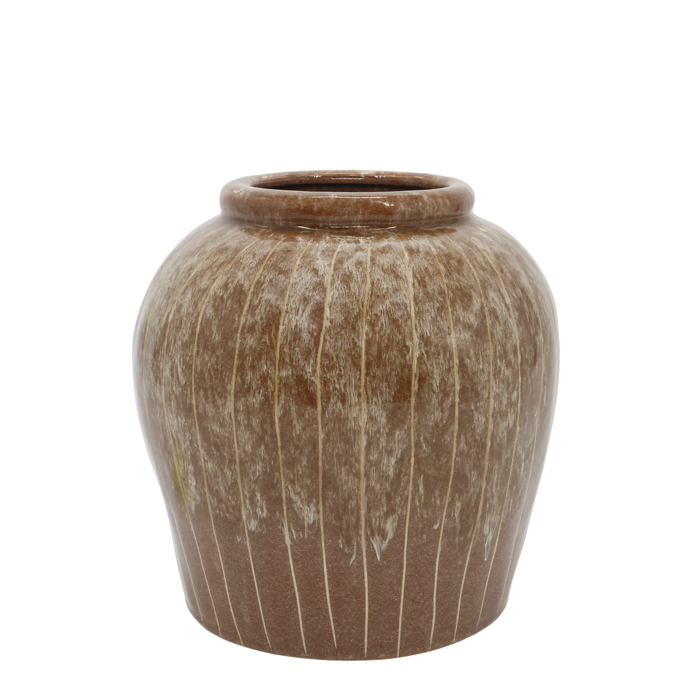 Vase mit Streifen in Mokka, 23 cm hoch