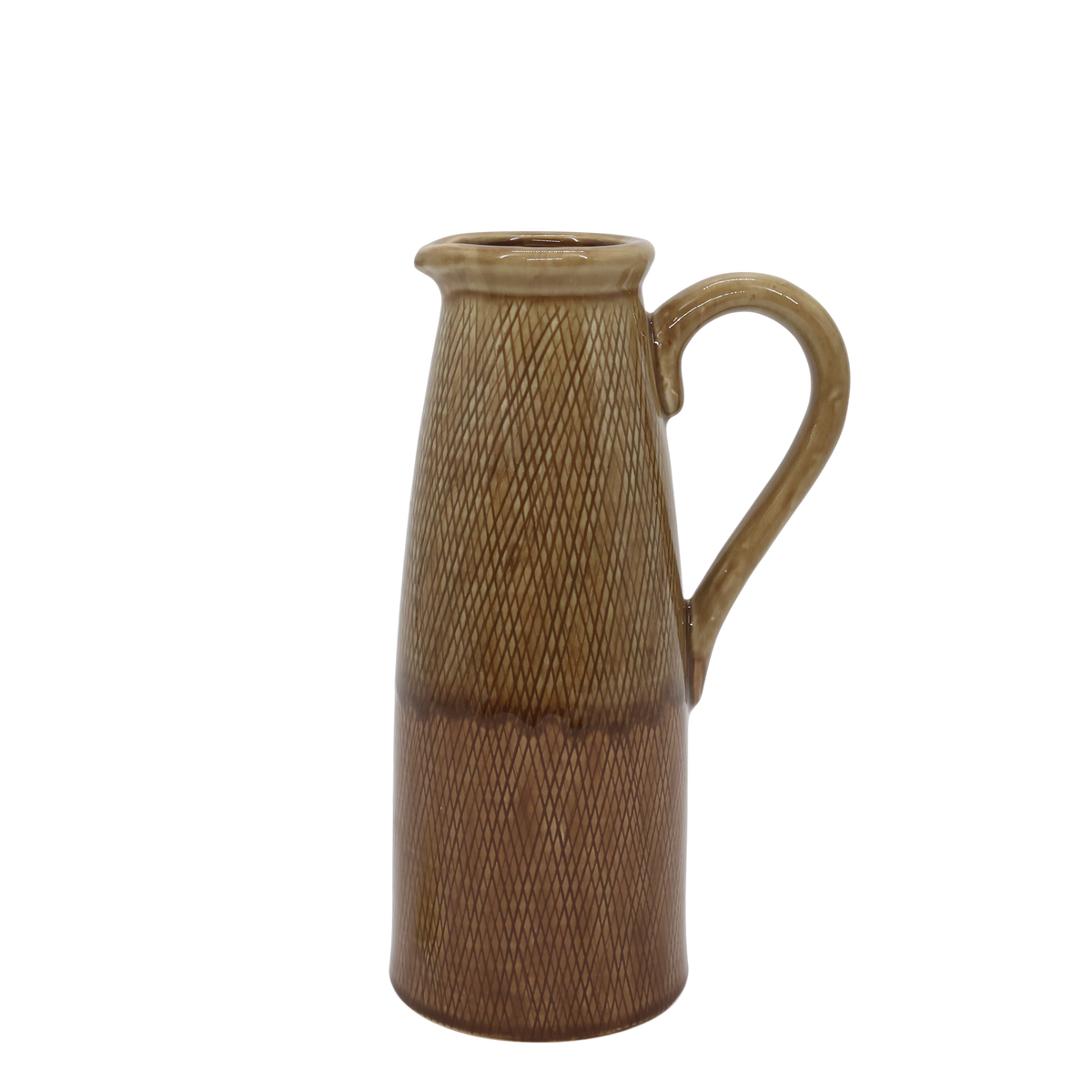 Kanne mit Muster aus Steingut, 28 cm hoch, Mokka