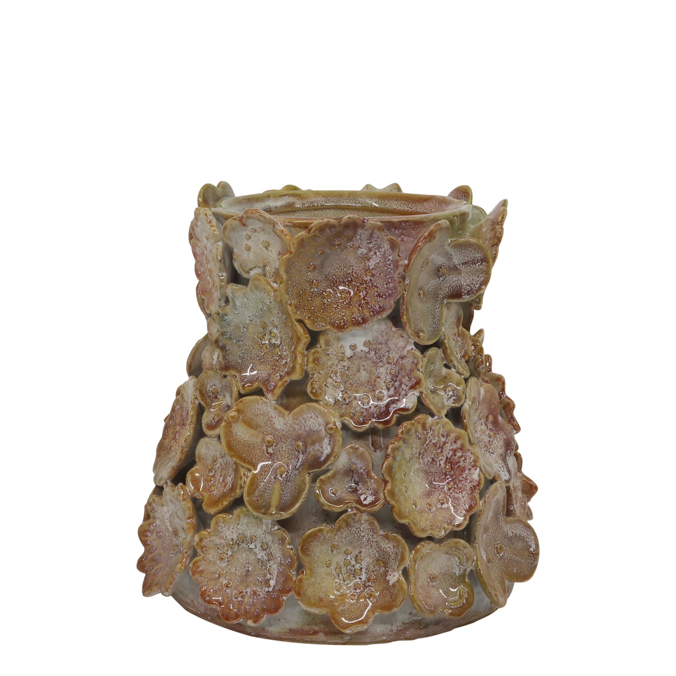 Vase mit Dekor Wüstenrose 18 cm hoch Steingut