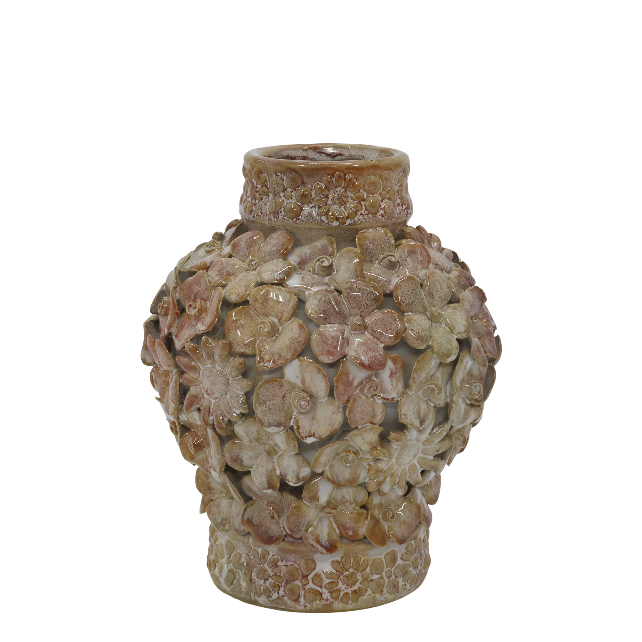 Vase mit Blumendekor Wüstenrose 19 cm Steingut