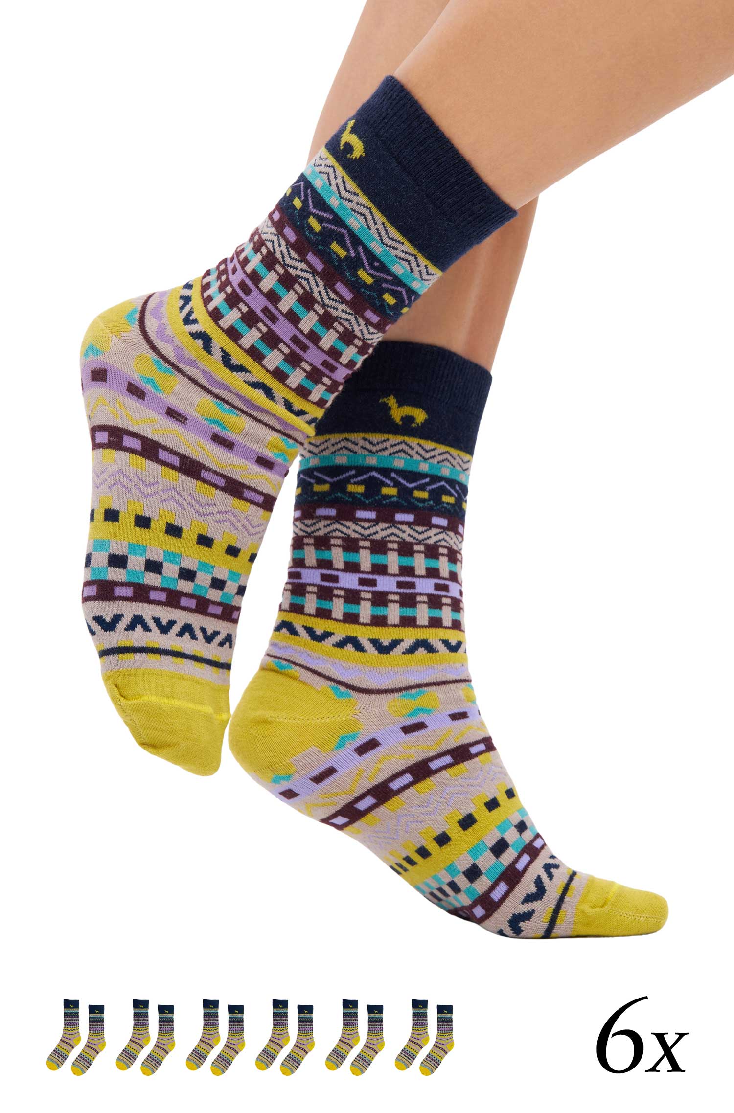 6er-Pack Premium Alpaka Socken DILAYA aus Baby-Alpaka-Baumwoll-Mix